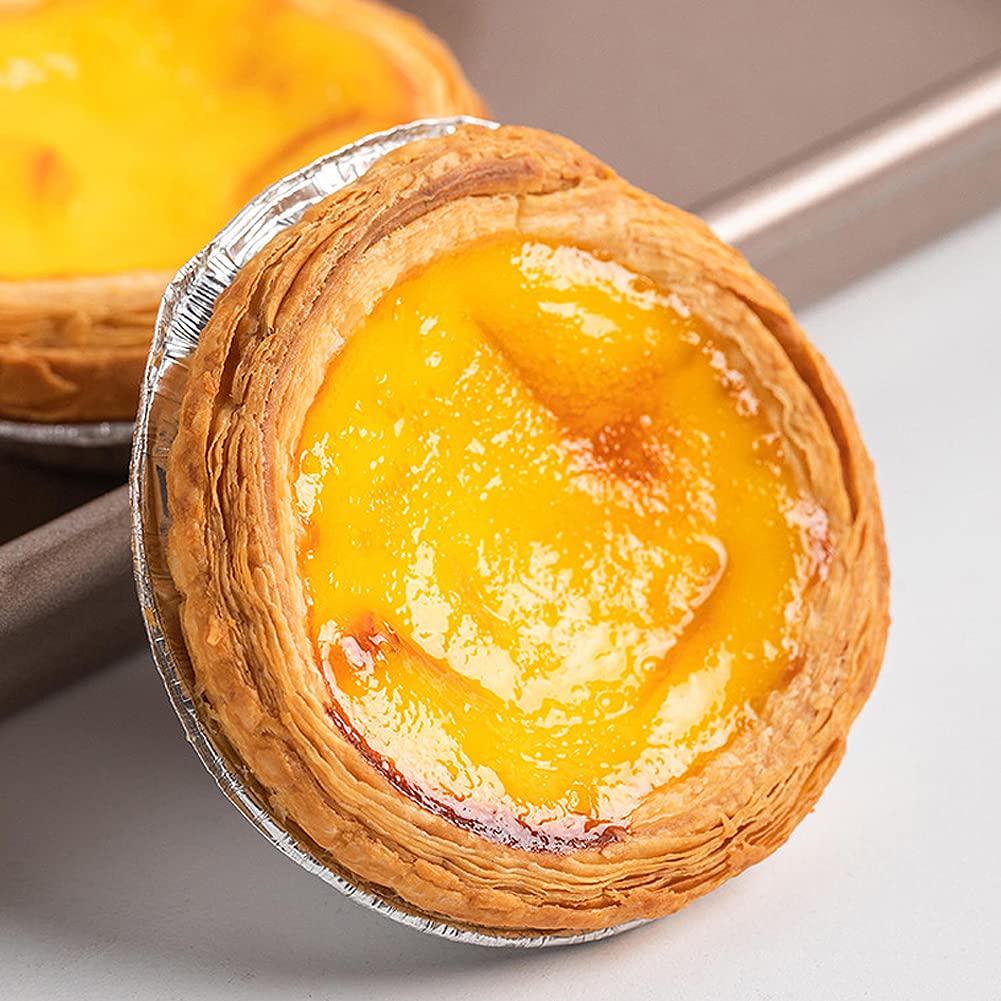 250 Pcs Disposable Aluminum Foil Tart Pans - Round Baking Cups for Egg Tarts, Pies, Cupcakes & Muffins - Oven & Air Fryer Safe - Perfect for Home Baking, Party Desserts & Holiday Cooking