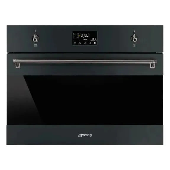 Smeg 45cm Compact Classic Speed Oven - Black | Fast Cooking & Reheating | Perfect for Small Kitchens, Apartments & Dorms