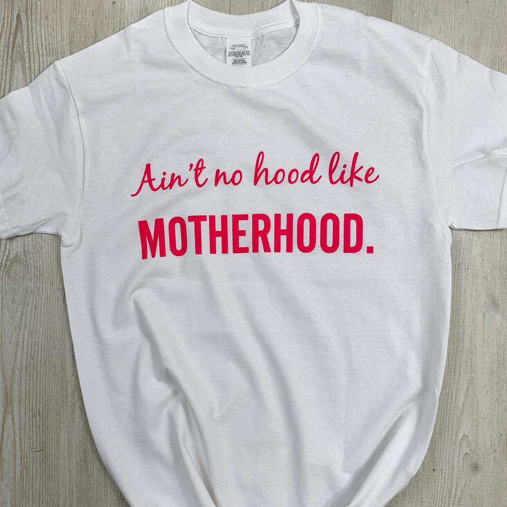 MRK X Motherhood T-Shirt - Soft Cotton White & Pink Tee for Moms - Perfect for Mother's Day, Family Outings & Casual Wear