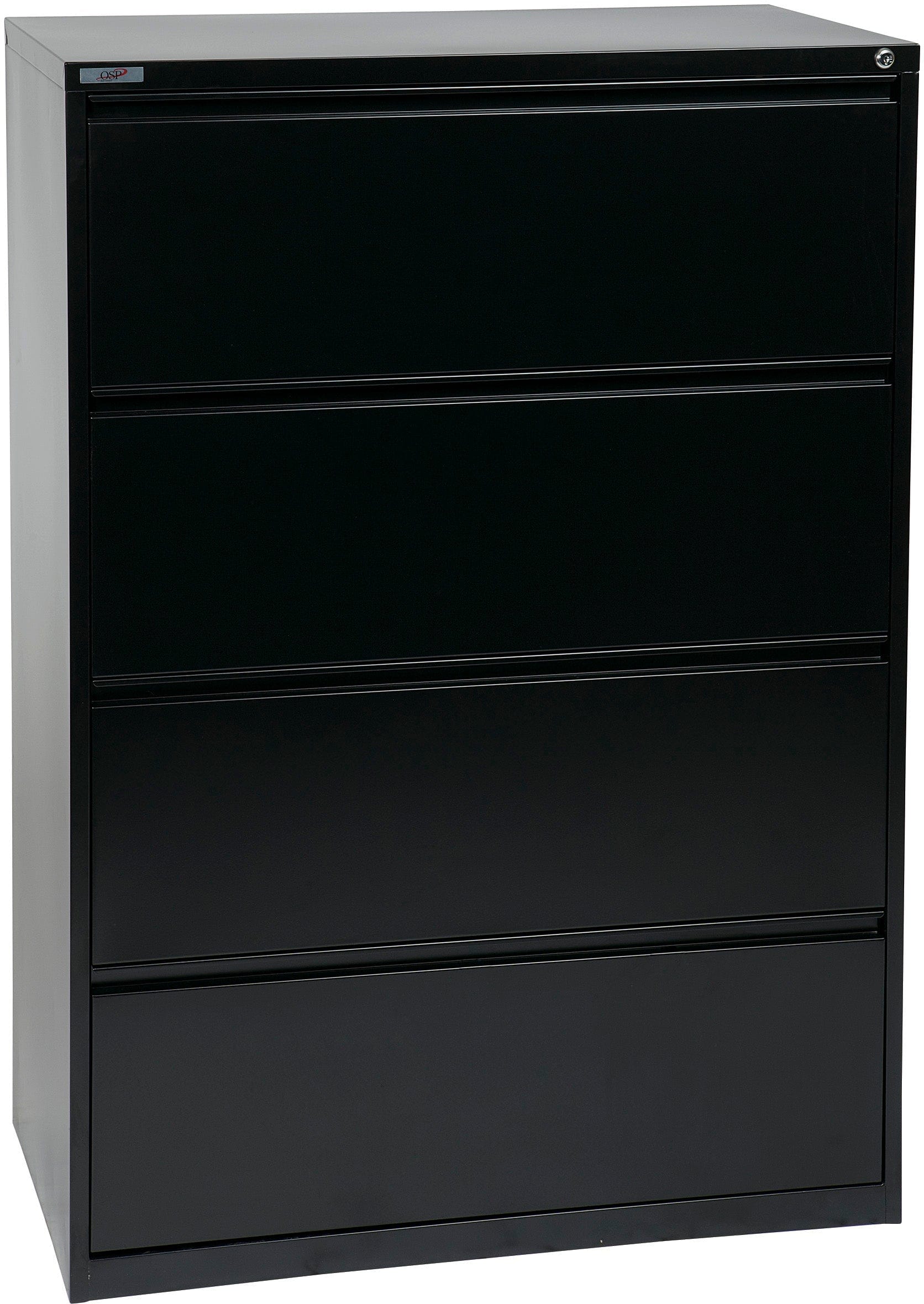 Office Star 4-Drawer Lateral File Cabinet with Removable Core Lock & Adjustable Glides - Secure Document Storage for Home Office or Business Use [LF4]