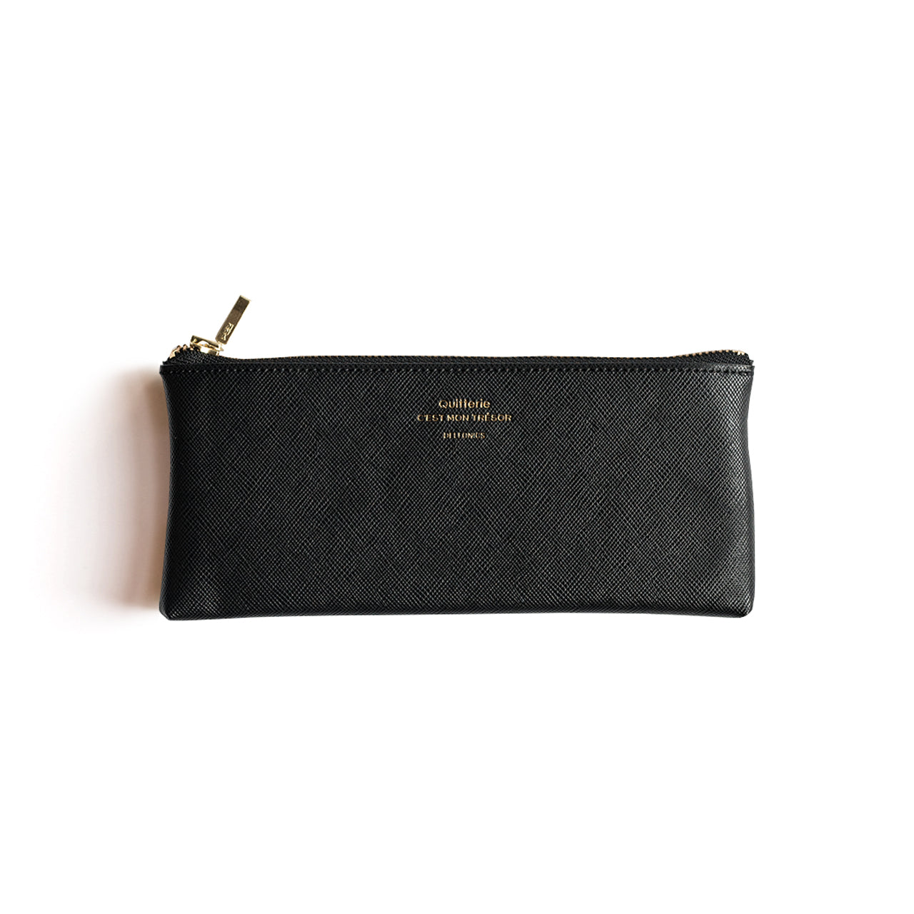 Quitterie Flat Pencil Case - Black Zipper Pouch for School, Office & Travel - Perfect for Pens, Markers & Art Supplies