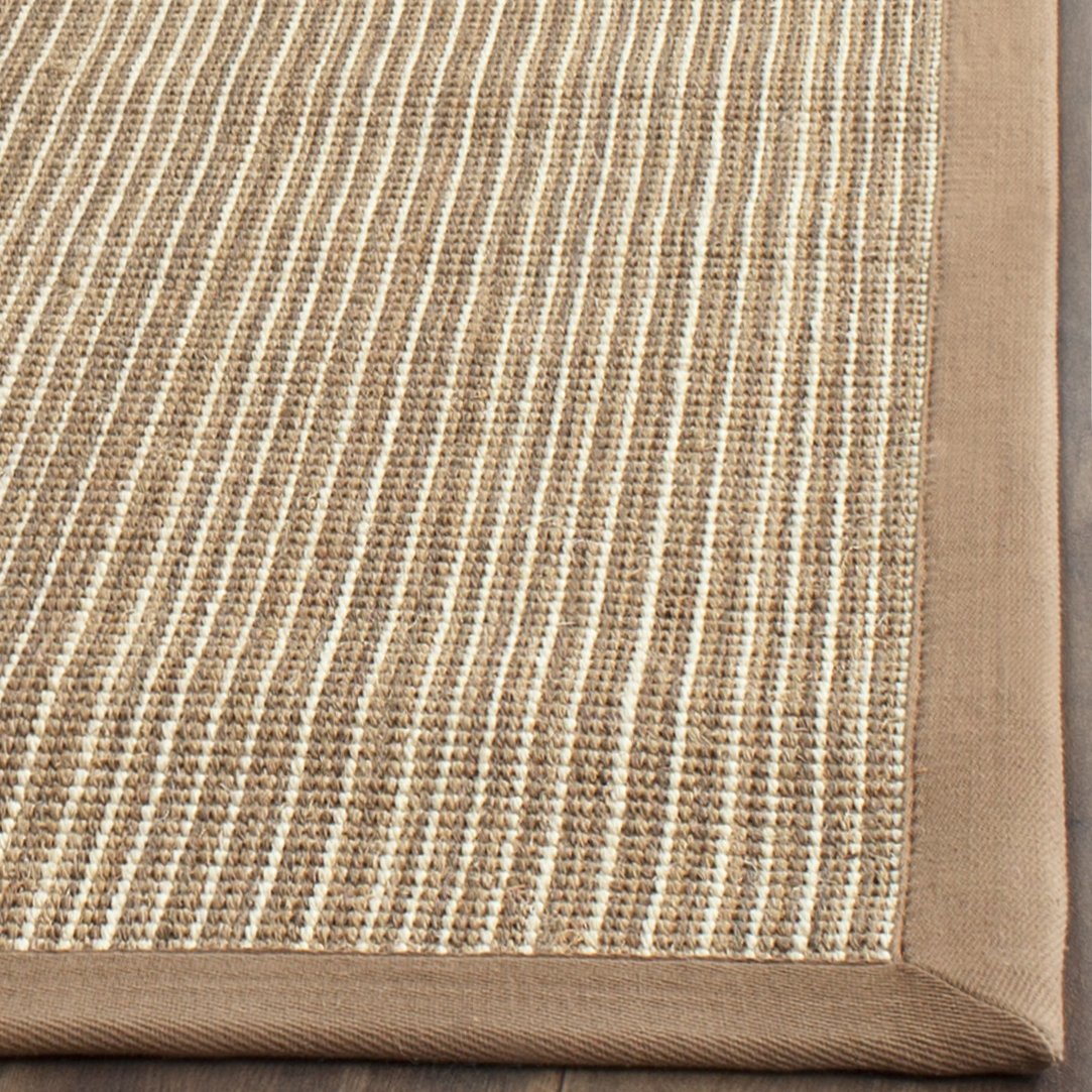 SAFAVIEH Natural Fiber Collection Runner Rug - 2' x 12', Tan & Tan, Border Stripe Sisal Design - Easy Care, Durable & Non-Slip - Perfect for High Traffic Areas in Living Room, Bedroom, Hallway & Entryway (NF442D)