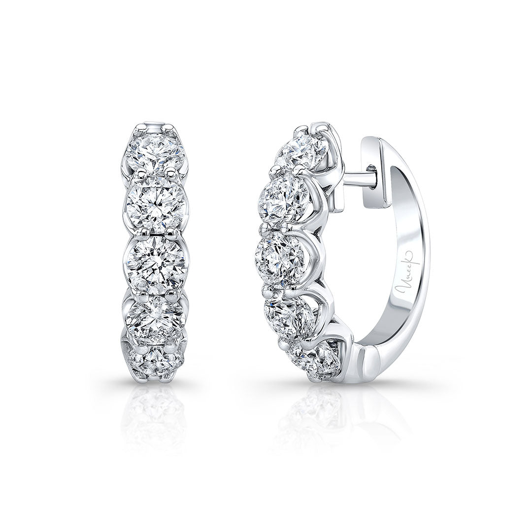2ct Diamond 14K White Gold Small Hoop Earrings for Women - Elegant Everyday Jewelry for Work, Date Night & Special Occasions