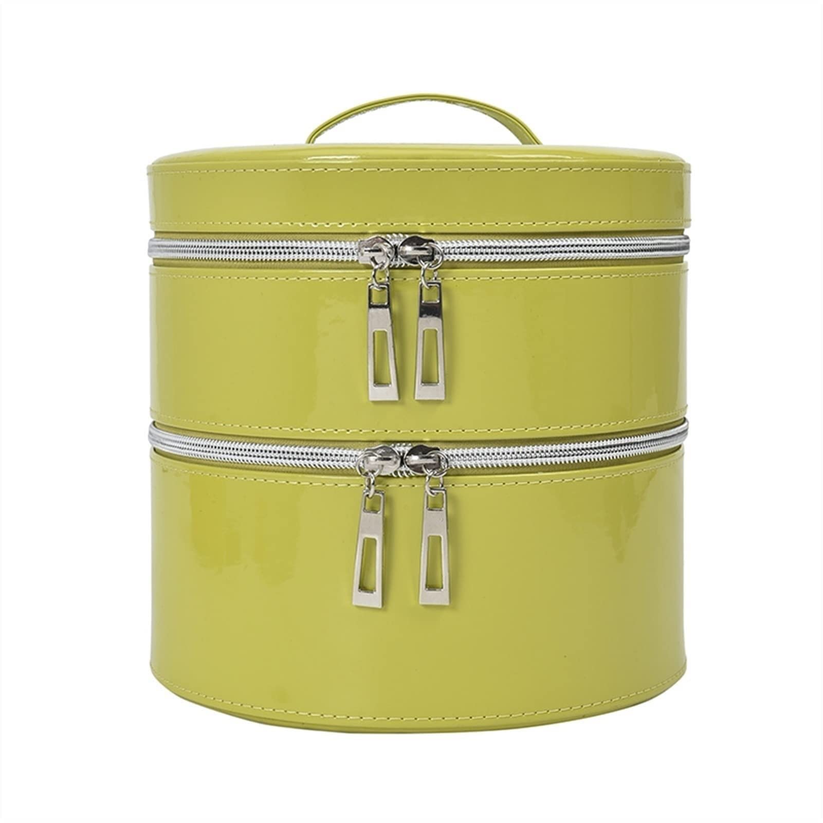 Premium Leather Cosmetic Bag for Women - Double Layer Travel Makeup Organizer with Toiletry Storage, Waterproof & Portable (Green) - Perfect for Vacation, Gym & Daily Essentials