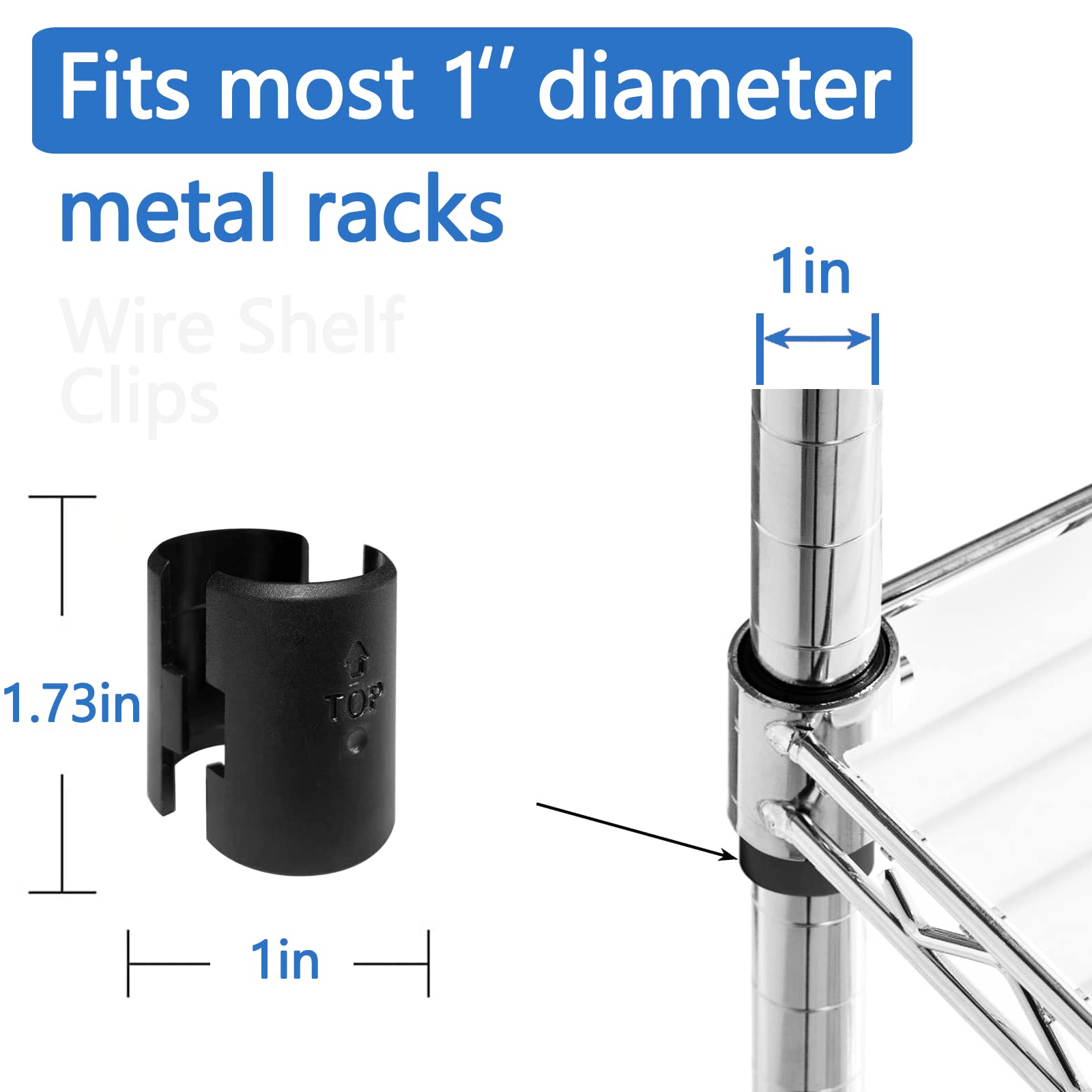 56 Pack Black Plastic Wire Shelf Clips - 1 Inch Metal Shelf Clips for 1