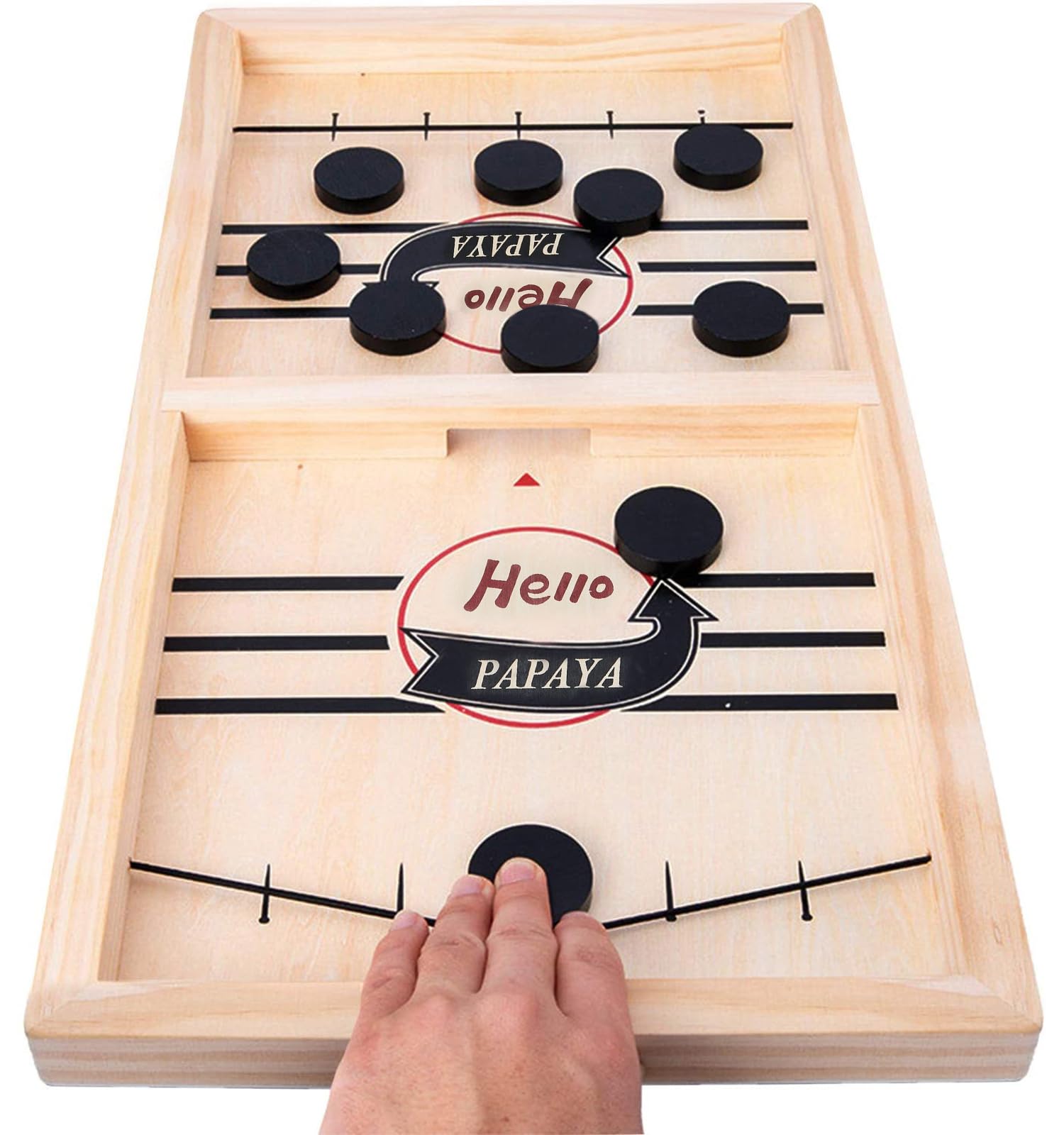 Fast Sling Puck Game - Wooden Hockey Tabletop Battle Game for Kids & Adults | Fun Parent-Child Interactive Board Game for Family Game Night, Office Break Room & Party Entertainment