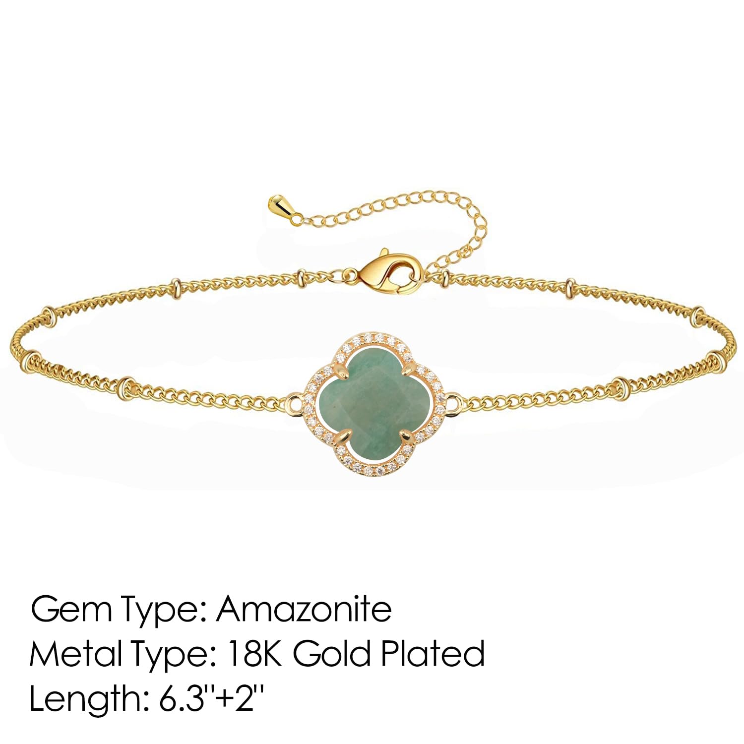 18K Gold Plated Lucky Clover Crystal Adjustable Bracelet for Women - Elegant Fashion Jewelry Gift for Birthday, Anniversary & Everyday Wear