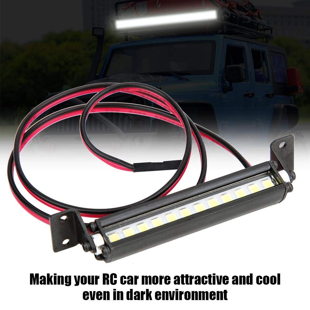 Dilwe RC Car LED Roof Light Bar - 12 Mini LEDs for SCX10 1/10 Scale 4WD Crawler - Black | Off-Road Night Crawling & Trail Adventure Lighting Accessory