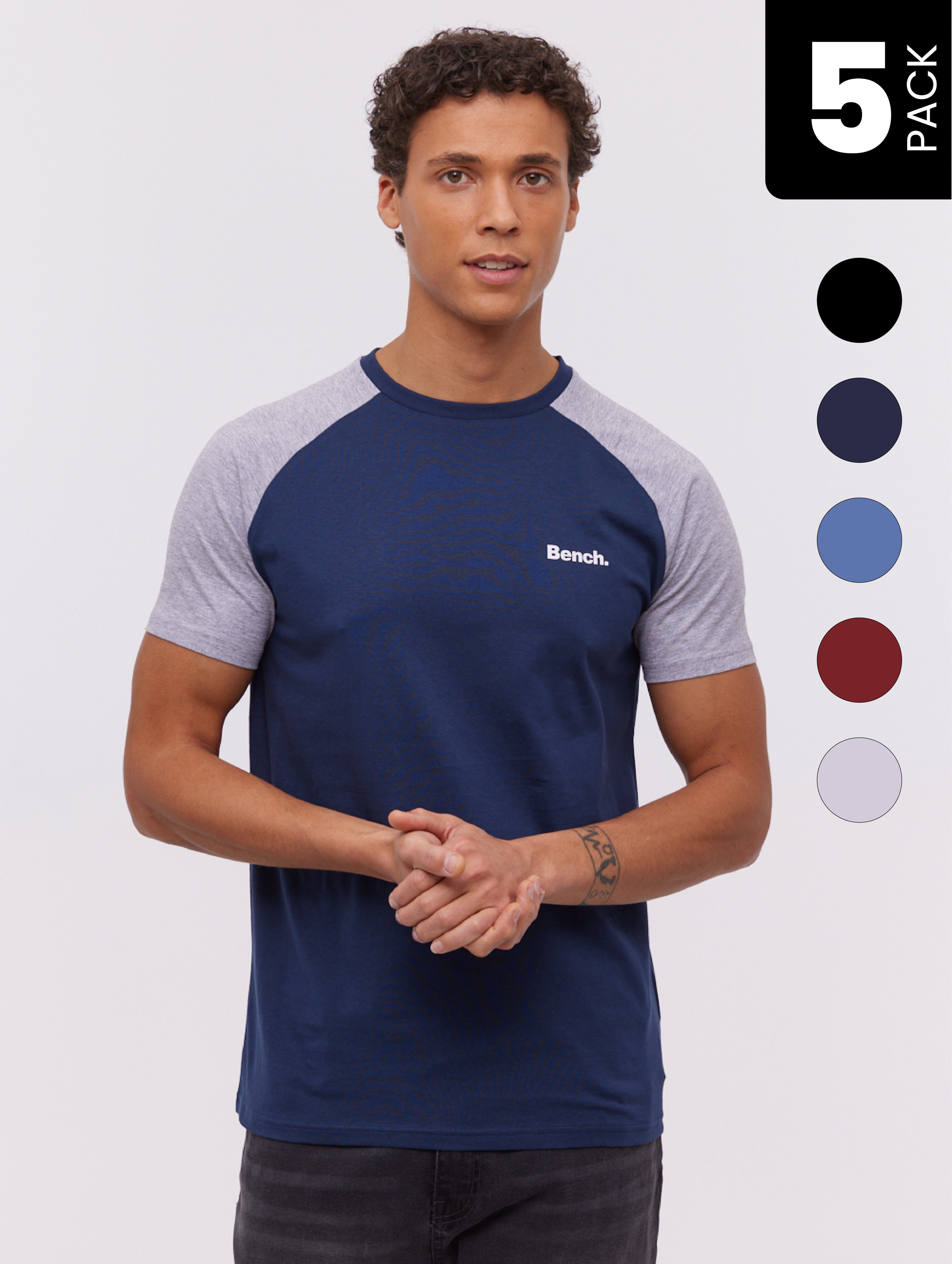 5 Pack Men's Raglan T-Shirts - Comfortable & Stylish Casual Tees for Everyday Wear, Gym, and Outdoor Activities