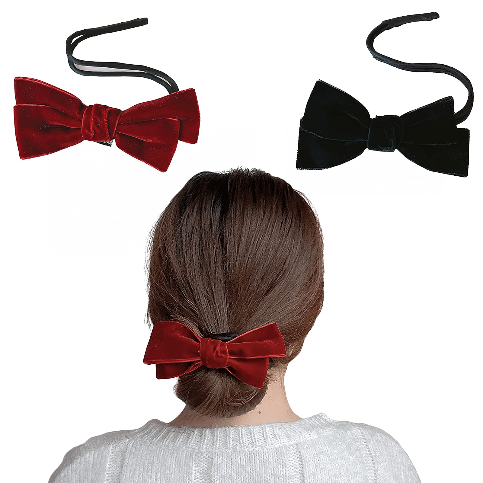 Flexible Reusable Hair Bun Maker - Magic Donut Bun Maker for Quick & Easy French Twist, Bow & Korean Hairstyles | Fashionable Hair Styling Accessories for Women & Girls (Red & Black) | Perfect for Summer, Parties, Weddings & Everyday Wear