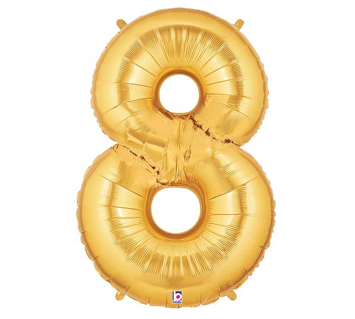 Gold Foil Number 8 Balloon - Large Size for Birthday Parties, Anniversaries & Special Celebrations
