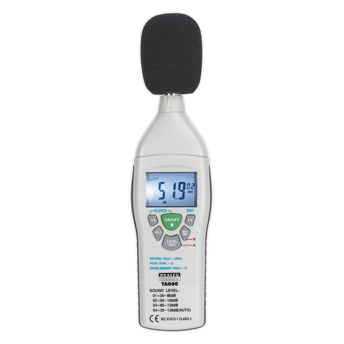 Sealey TA060 Digital Sound Level Meter - Professional Noise Measurement Device for Home, Office & Industrial Use - Perfect for Workplace Safety & Environmental Monitoring
