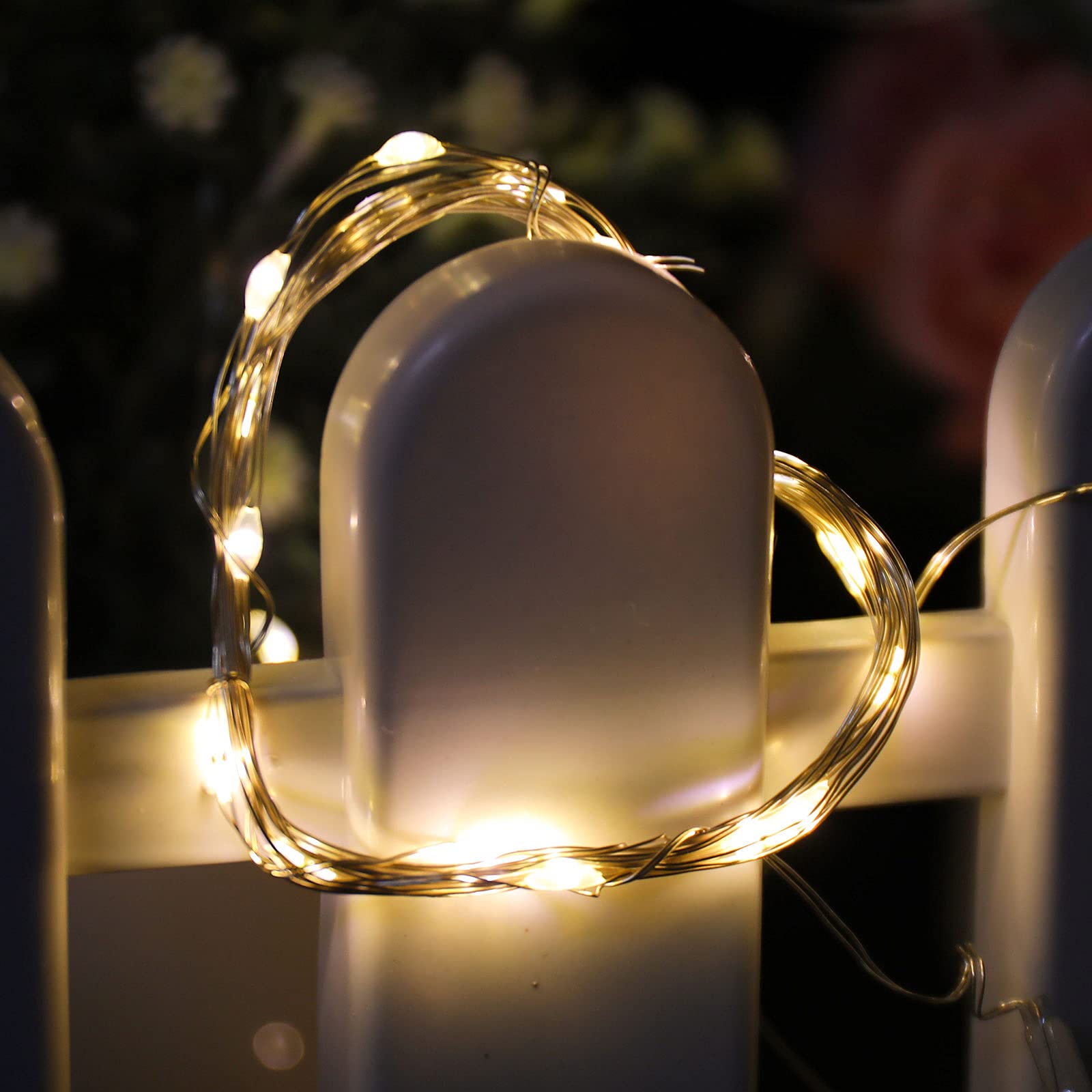 Mandiq 4 Pack Fairy Lights Battery Operated - 10ft 30 LED String Lights with Flashing & Steady Modes, Silver Wire Mini Lights for Christmas Decorations, Weddings, Parties & Home Decor (Warm White)
