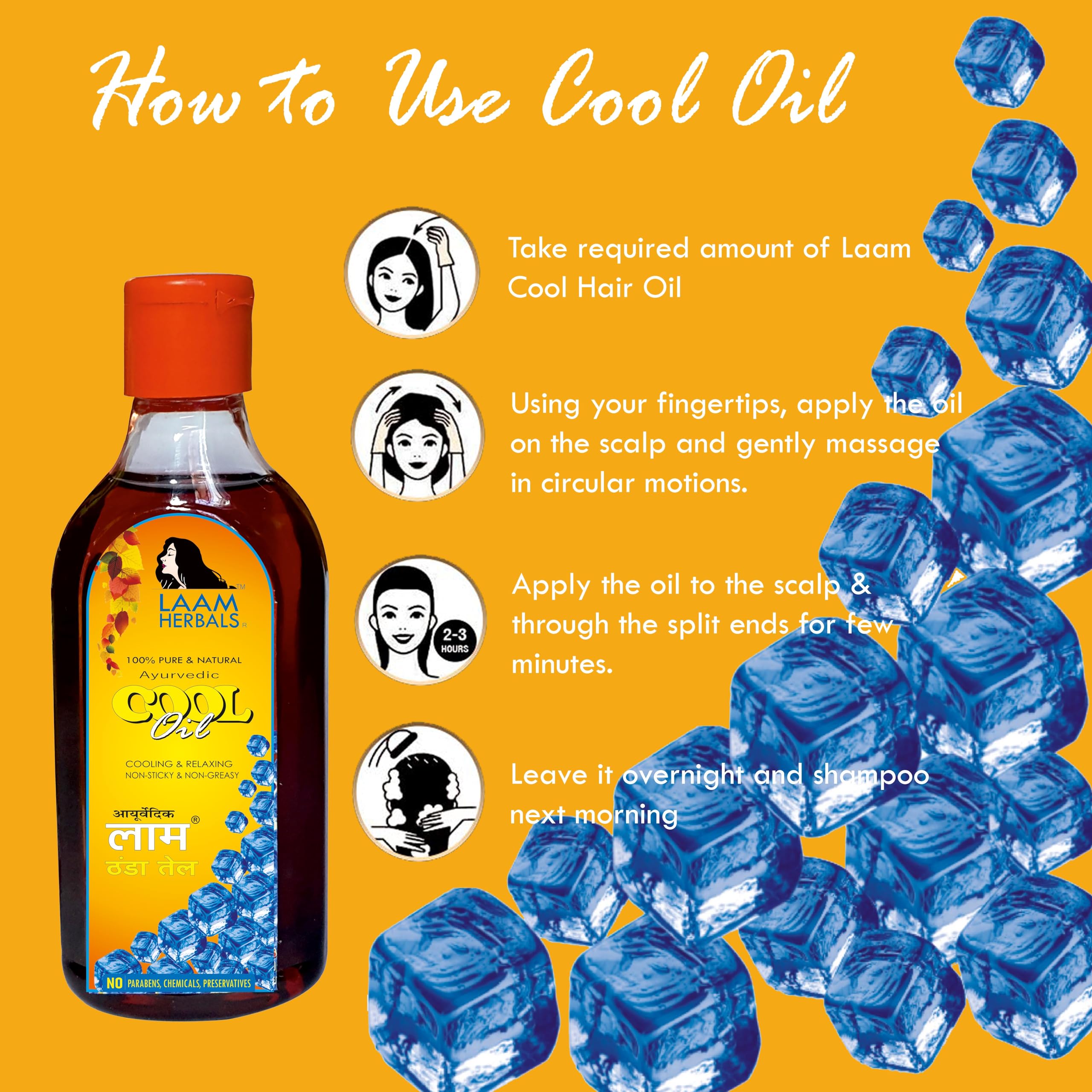 Laam Herbals Ayurvedic Cool Hair Oil - 100ml | Relieves Tension, Headaches, Fatigue & Insomnia | Natural Stress Relief & Scalp Care for Relaxation & Better Sleep