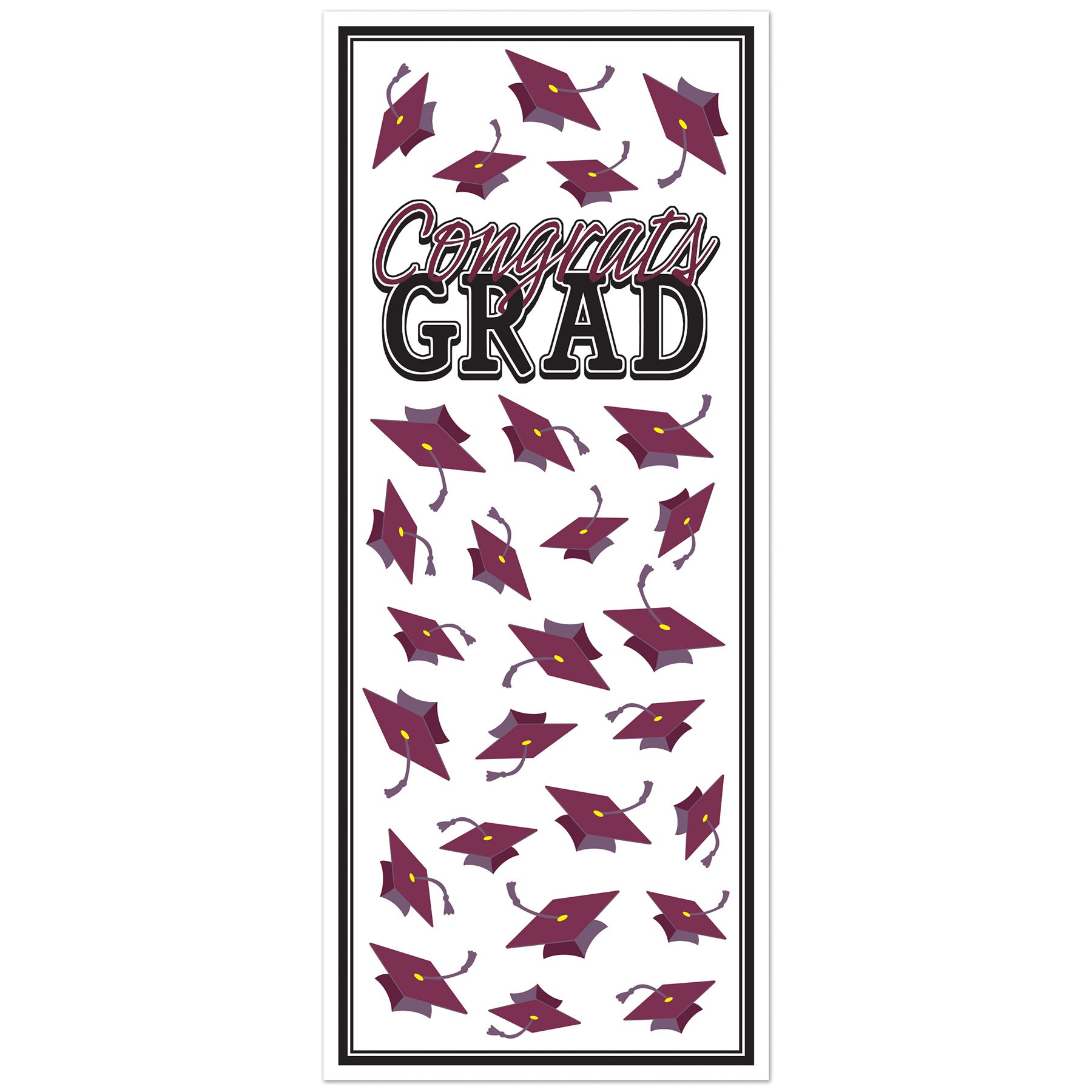12 Pack Beistle Burgundy Graduation Door Cover - Decorate for High School & College Grad Parties, Commencement Celebrations, Graduation Decorations