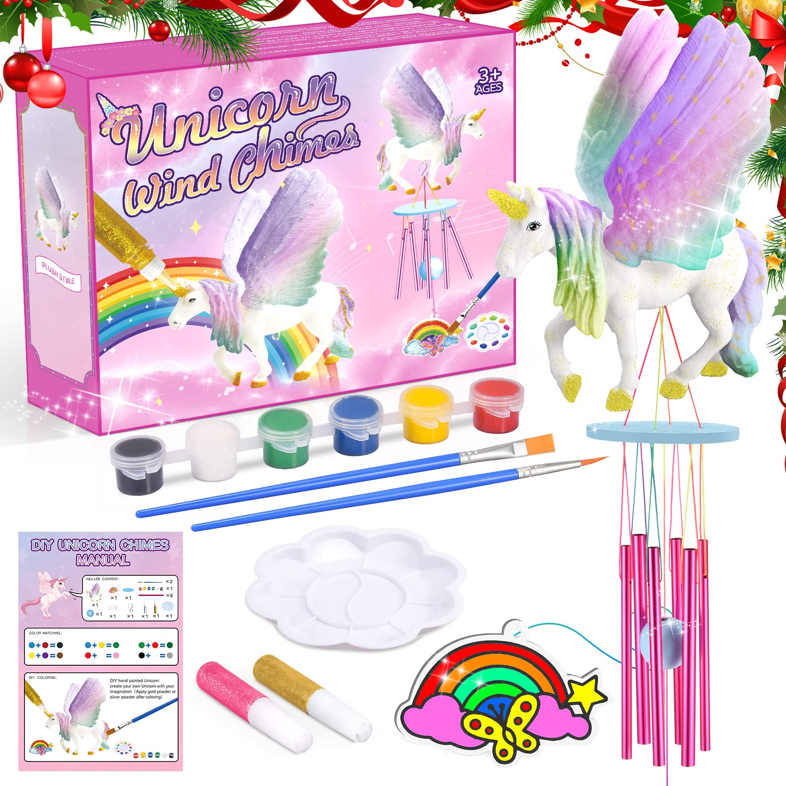SYOKZEY Unicorn Painting Kit for Kids Ages 3-10 - 2-in-1 Wind Chimes & Art Set, DIY Arts and Crafts Gift for Girls & Boys - Perfect for Easter, Christmas Stocking Stuffers & Creative Playtime