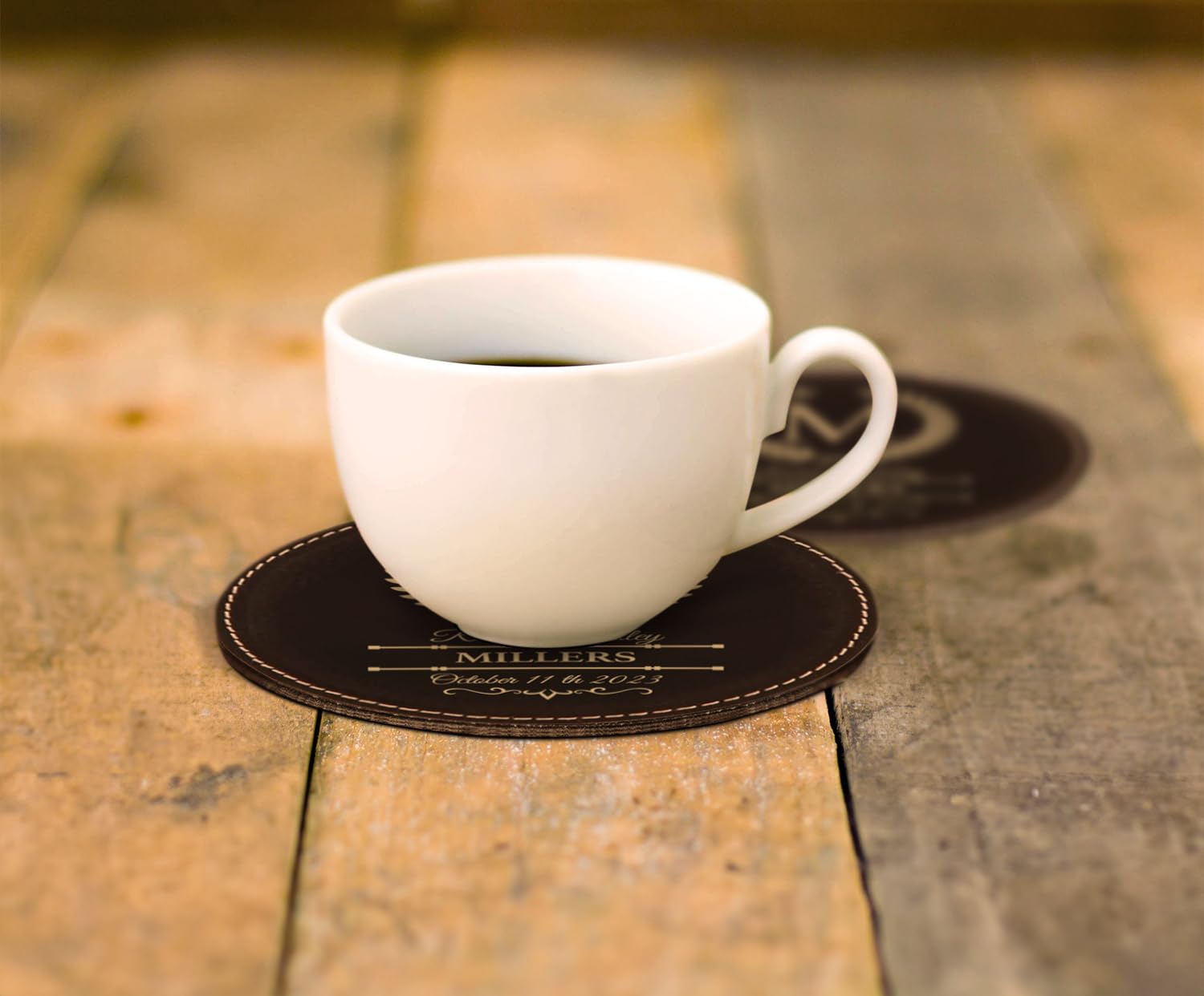Custom Leather Coasters Set of 6 - Wedding & Anniversary Gifts for Couples - Bar & Home Decor