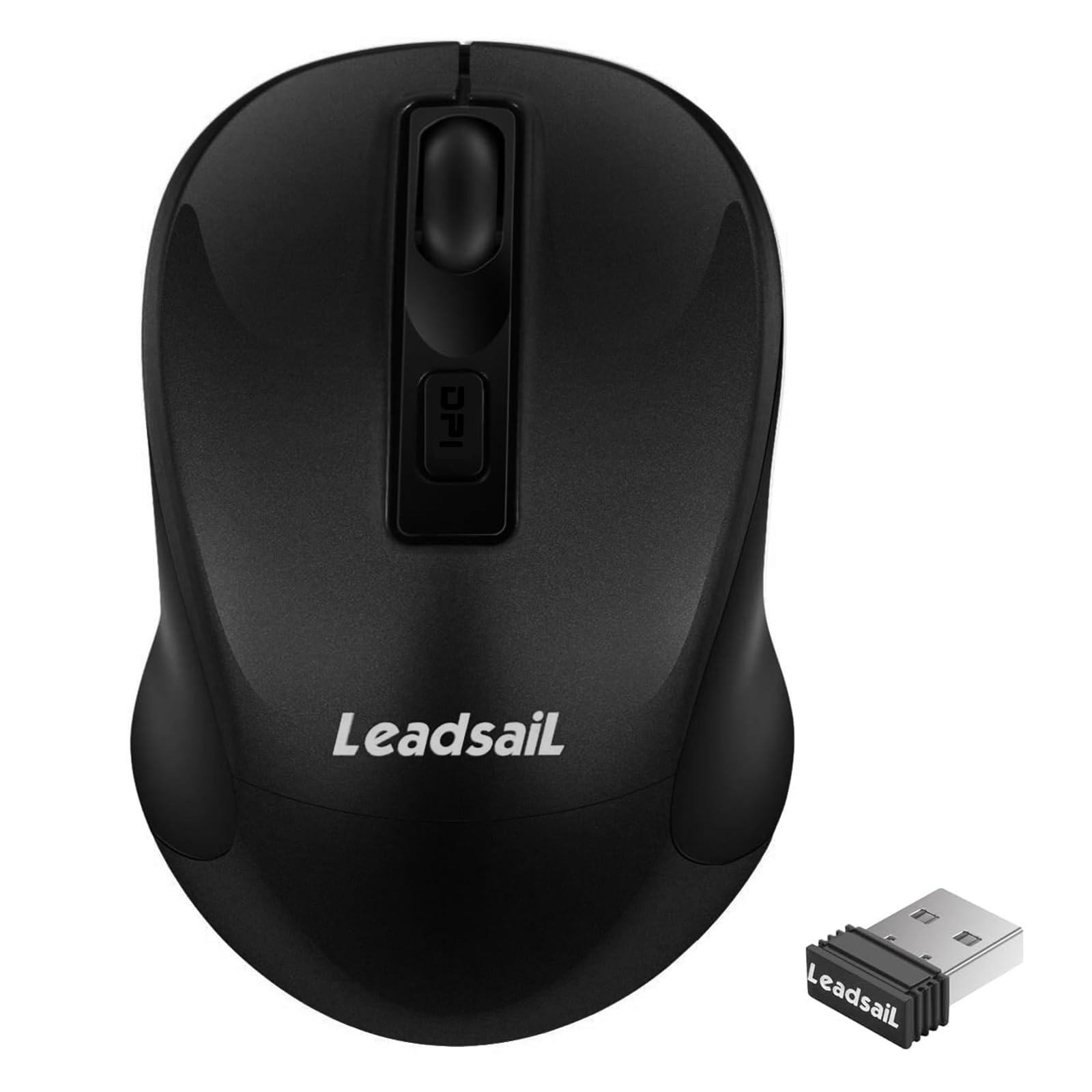 LeadsaiL 2.4G Wireless Mouse - Ultra Slim Silent Optical Mouse with 4 Buttons for Laptop, Desktop, MacBook - Perfect for Office, Home & Travel Use