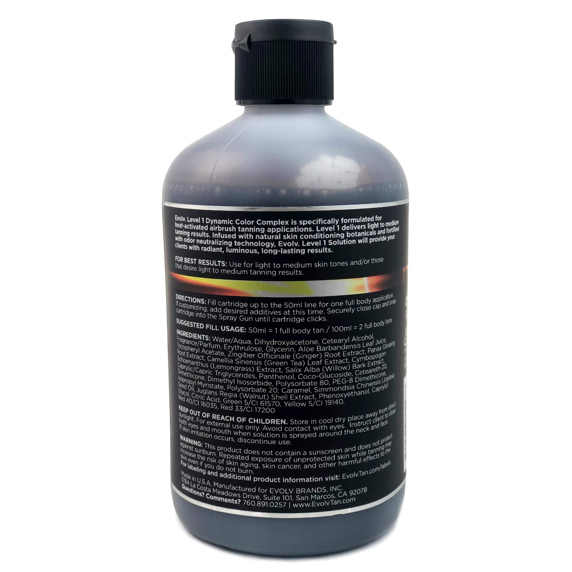 Heat-Activated Dynamic Color Complex Airbrush Tanning Solution - Level 1, 17 Fl Oz - Perfect for Professional Spray Tanning & At-Home Self Tanning Application