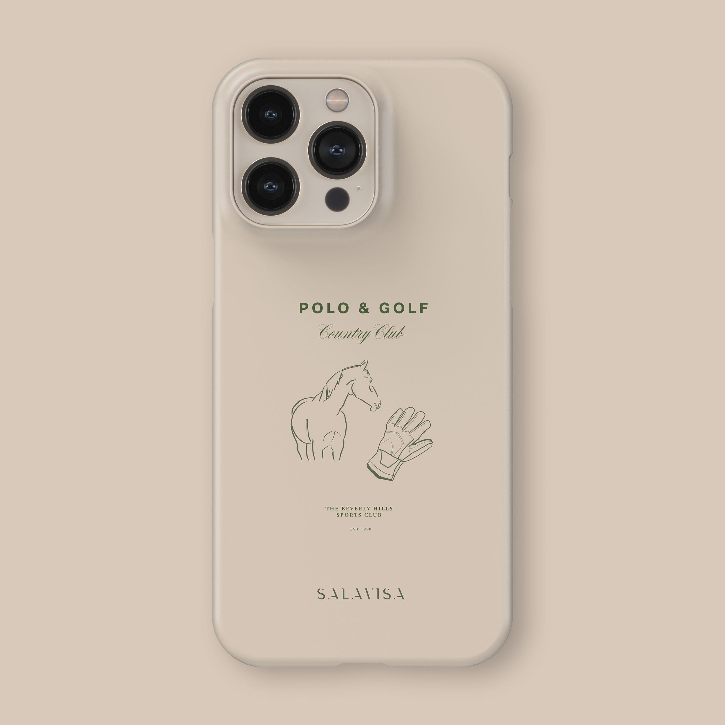 Luxury Beige Country Club iPhone Case - Elegant & Durable Phone Cover for iPhone 13/14/15 Pro Max - Perfect for Golf, Tennis & Social Events