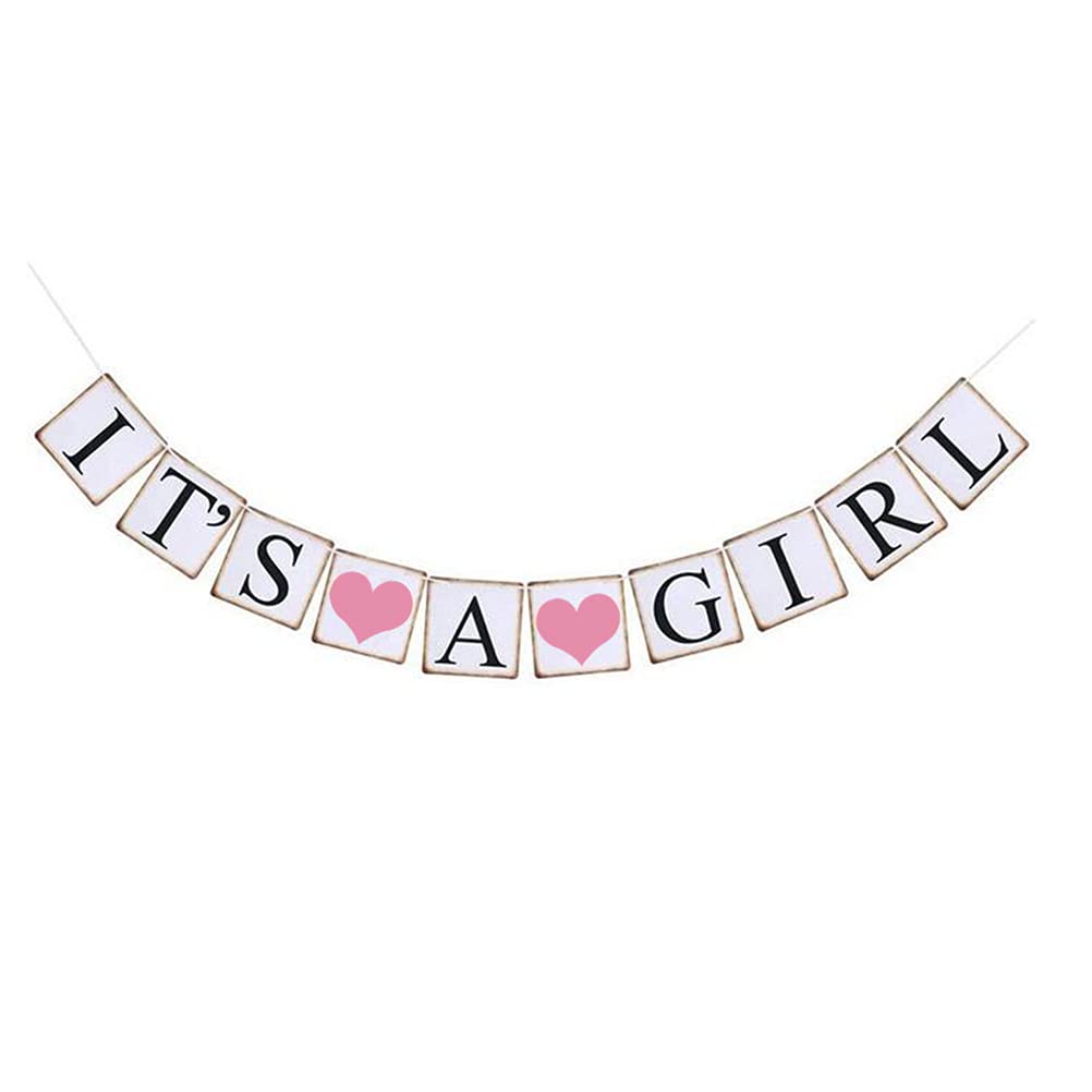 Baby Shower Decorations - Its A Girl Banner & Sign for Baby Shower, Birthday Party, Nursery Decor | Perfect for Gender Reveal, Newborn Celebration & Party Favors