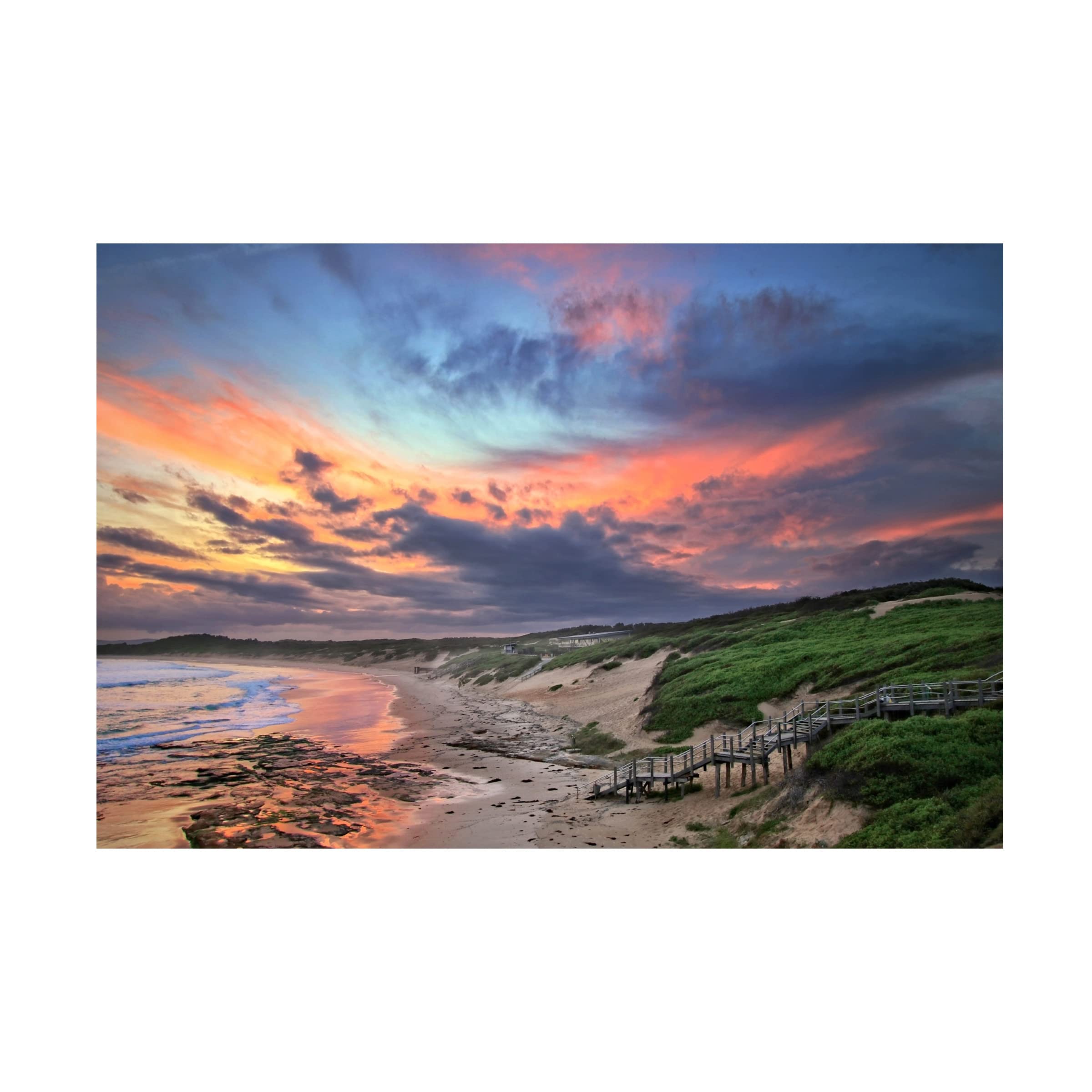Trademark Fine Art 'Soldiers Beach' Canvas Wall Art Print by Beata Czyzowska Young - Coastal Landscape Painting for Living Room, Bedroom & Office Decor
