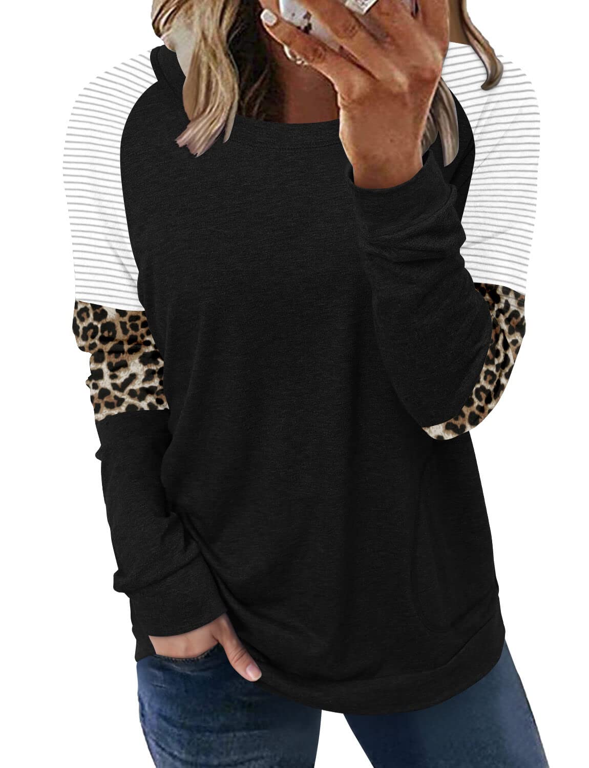 ONLYSHE Women's Casual Loose Fit Long Sleeve Crewneck Sweatshirt - Soft Comfortable Pullover Top for Everyday Wear, Lounge & Street Style Fashion