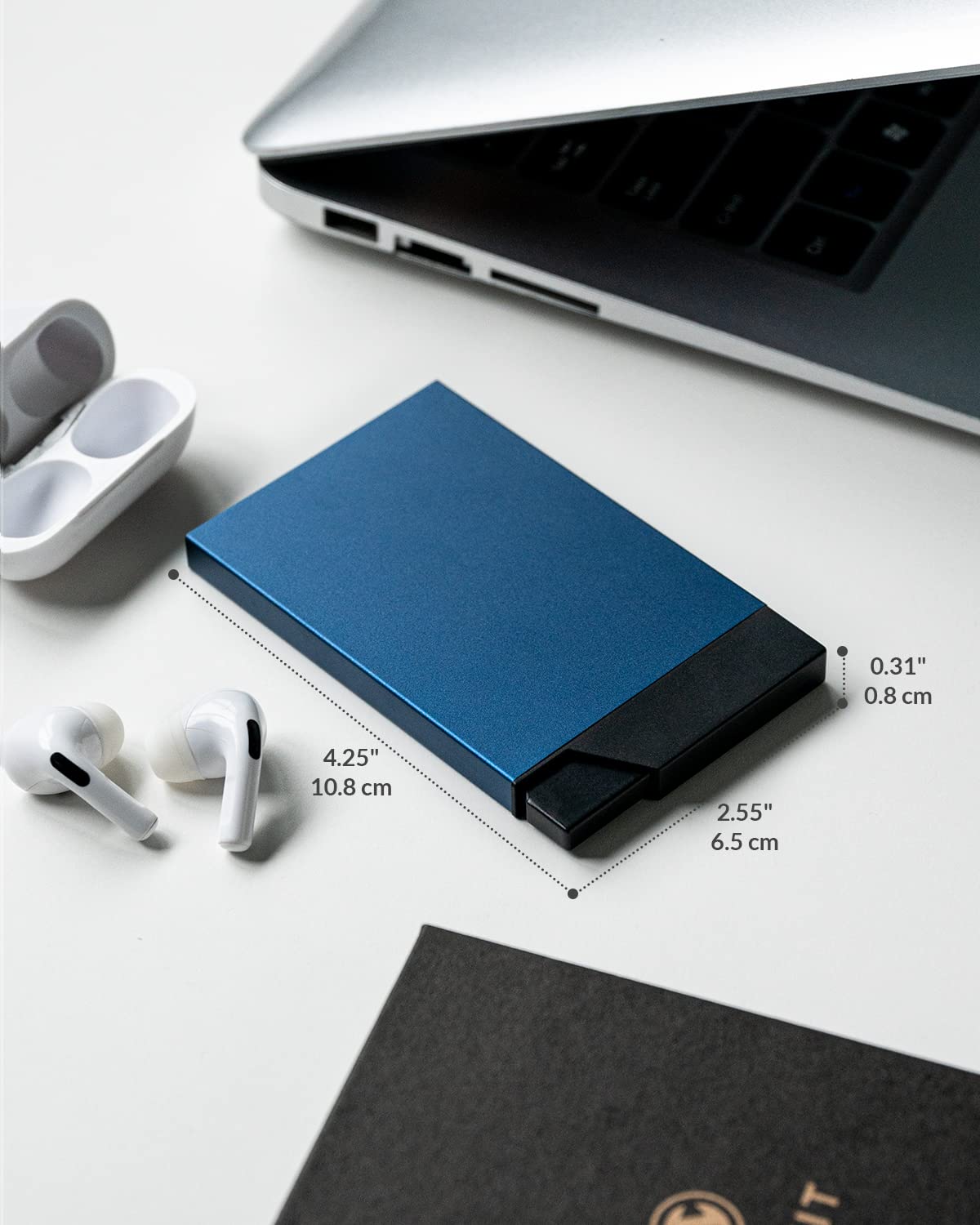 VULKIT RFID Blocking Metal Card Holder - Slim Wallet for Men & Women (Navy) - Perfect for Business & Travel