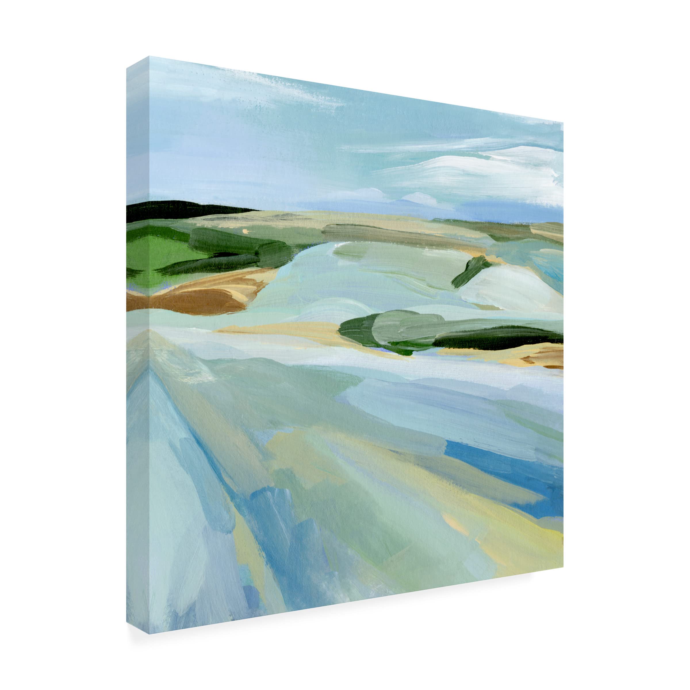 Annie Warren 'Sky Blue Fields II' 24x24 Canvas Art Print - Modern Abstract Wall Decor for Living Room, Bedroom & Office
