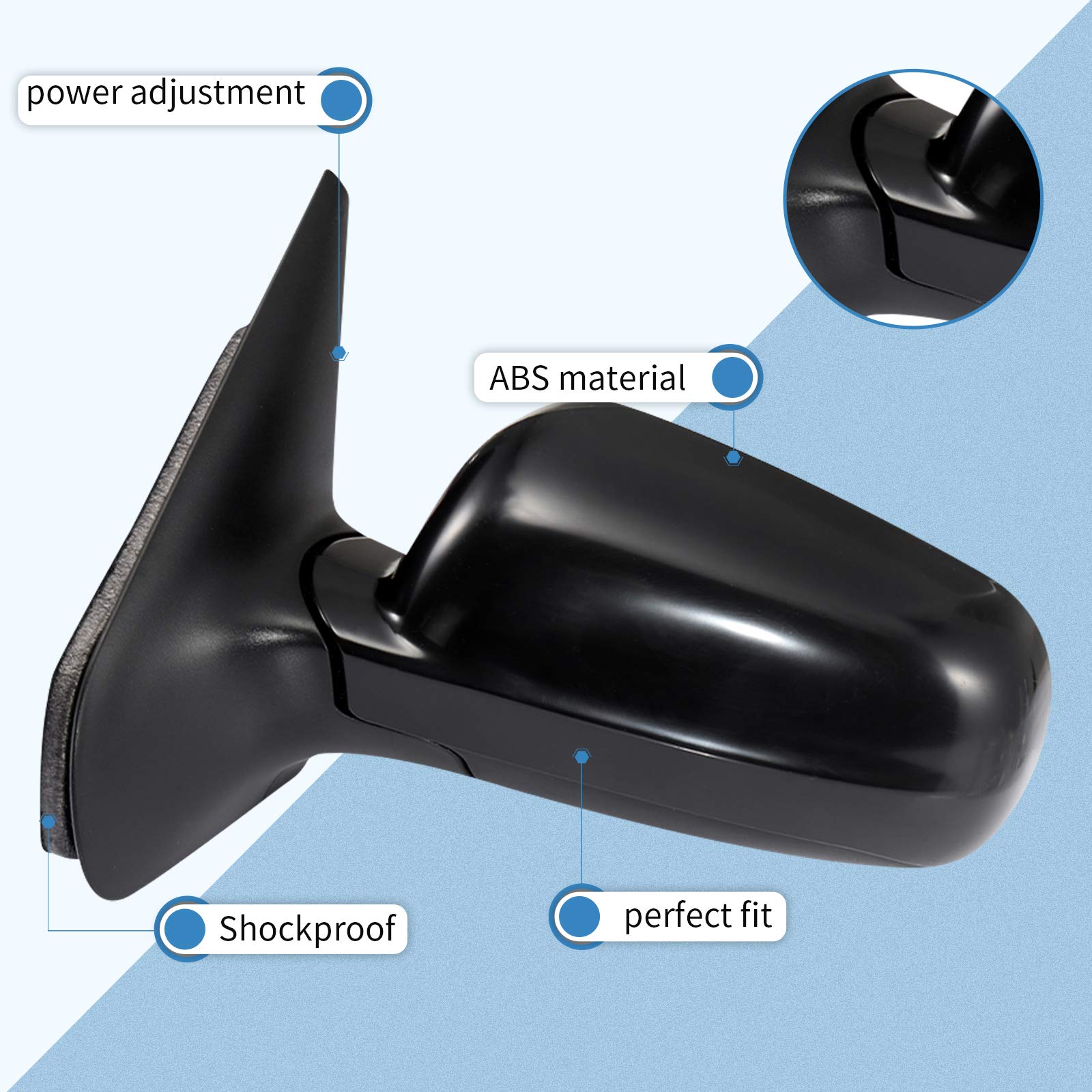 ECCPP Power Heated Manual Folding Black Driver Side Mirror Replacement for 1999-2010 Volkswagen Jetta & 1999-2006 Golf - Left Side Rear View Mirror - Perfect for Winter Driving and Enhanced Visibility