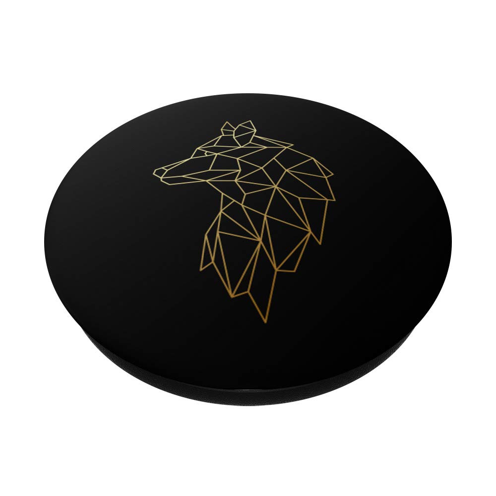 Wolf Geometric Abstract Gold Wolf Design PopSockets PopGrip - Swappable Phone Grip for iPhone, Samsung & Tablets - Perfect for Wolves Fans, Nature Lovers & Outdoor Adventures