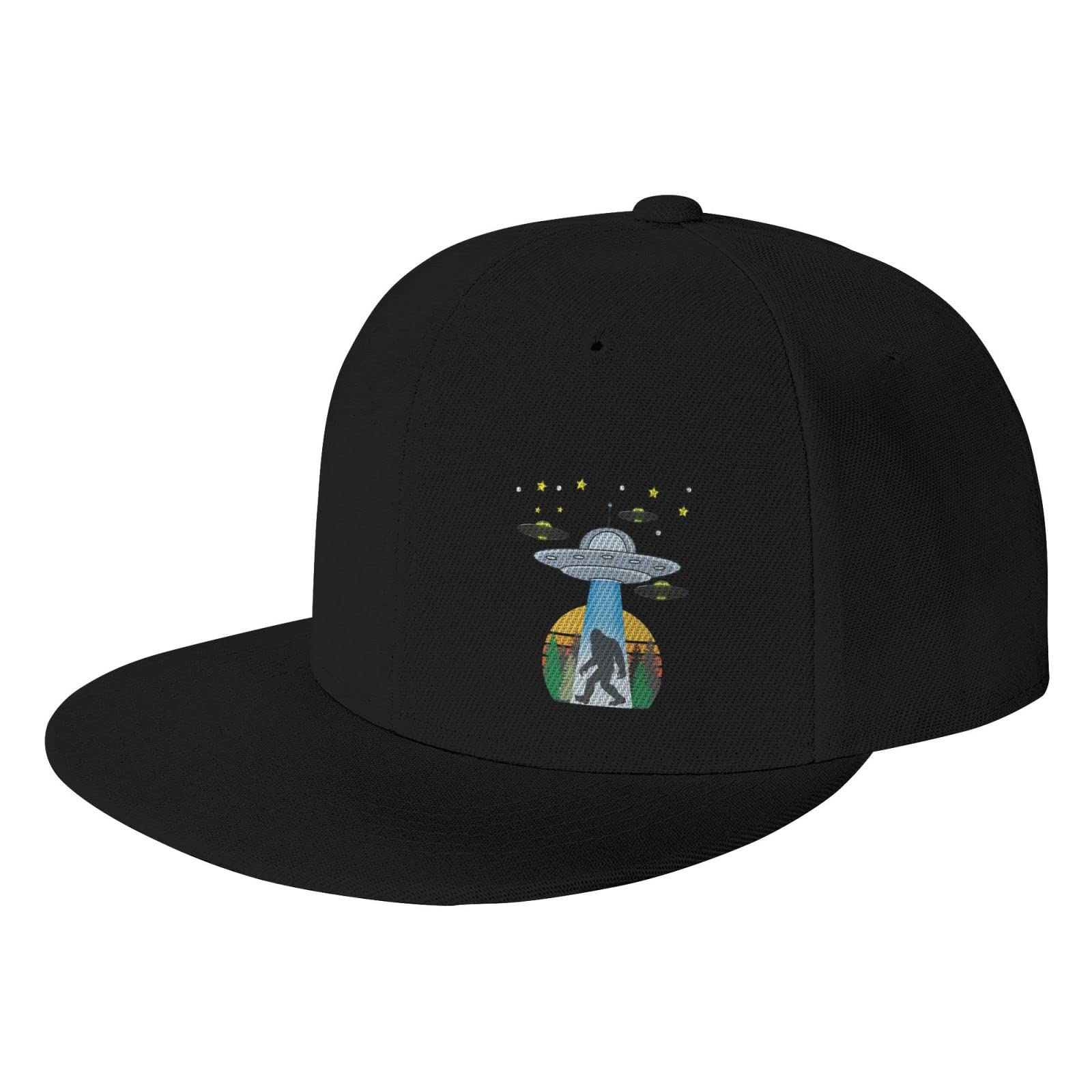 Sasquatch Bigfoot UFO Trucker Hat - Flat Bill Snapback Baseball Cap for Men & Women - Adjustable Sun Hat for Outdoor Activities, Hip Hop Fashion, and Casual Wear