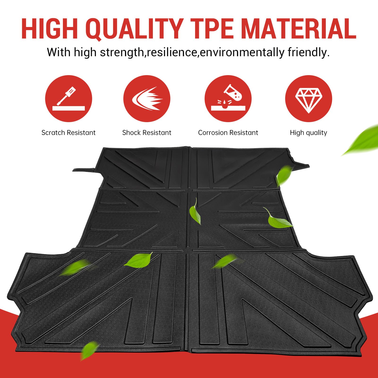 2023-2024 Chevy Silverado & GMC Sierra 1500 Crew Cab 5.8ft Bed Mat - Heavy Duty TPE All-Weather Truck Bed Liner for 2019-2024 Models | Perfect for Hauling, Camping & Off-Road Protection