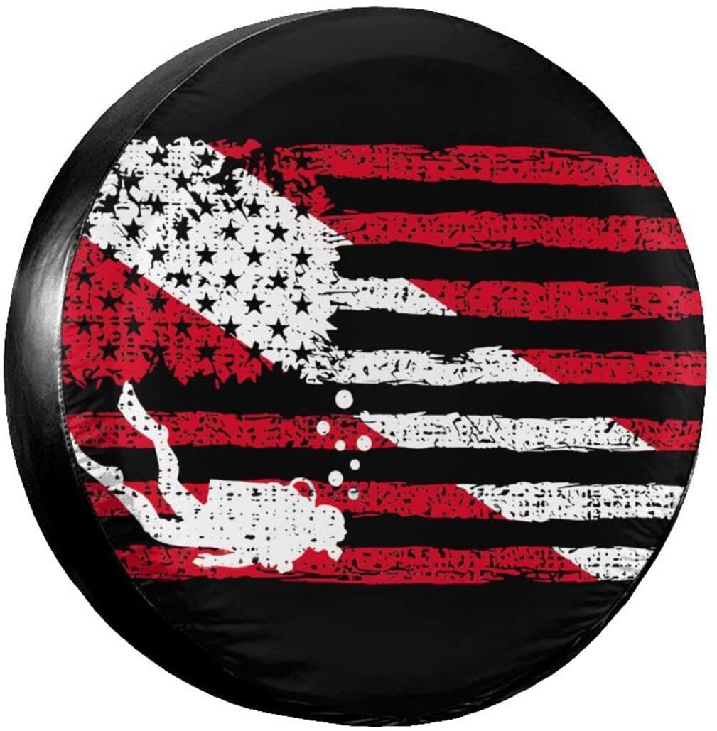 Scuba Dive Flag Spare Tire Cover - Universal Fit for 14