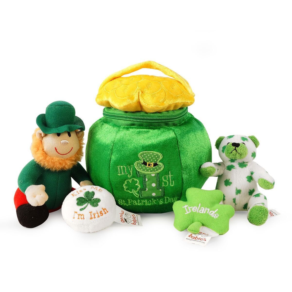 St. Patrick's Day Baby Gift Set - 5-Piece Irish Toys with Leprechaun & Shamrock for Infant Playtime