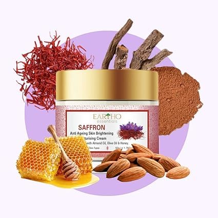 Premium Saffron Anti-Aging Brightening Moisturizing Cream with Almond & Honey - 50g - Hydrating & Revitalizing Face Cream for Glowing Skin - Perfect for Daily Skincare Routine & Nighttime Repair