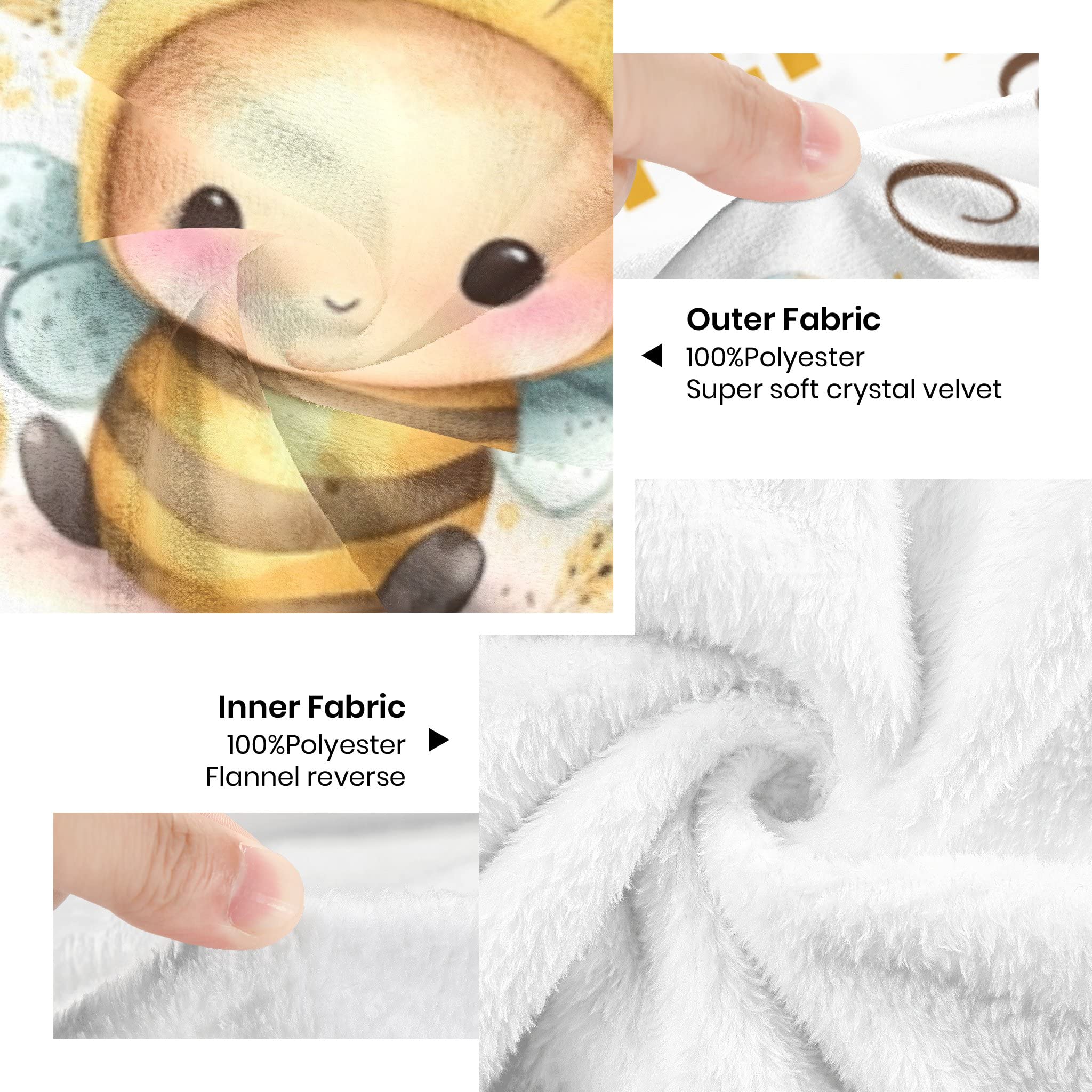 Personalized Baby Blanket for Newborns - Custom Monogrammed Swaddle & Receiving Blanket for Boys & Girls - Unisex Bee Design Milestone Throw 30x40 Inches - Perfect for Nursery, Photo Shoots & Gift Giving
