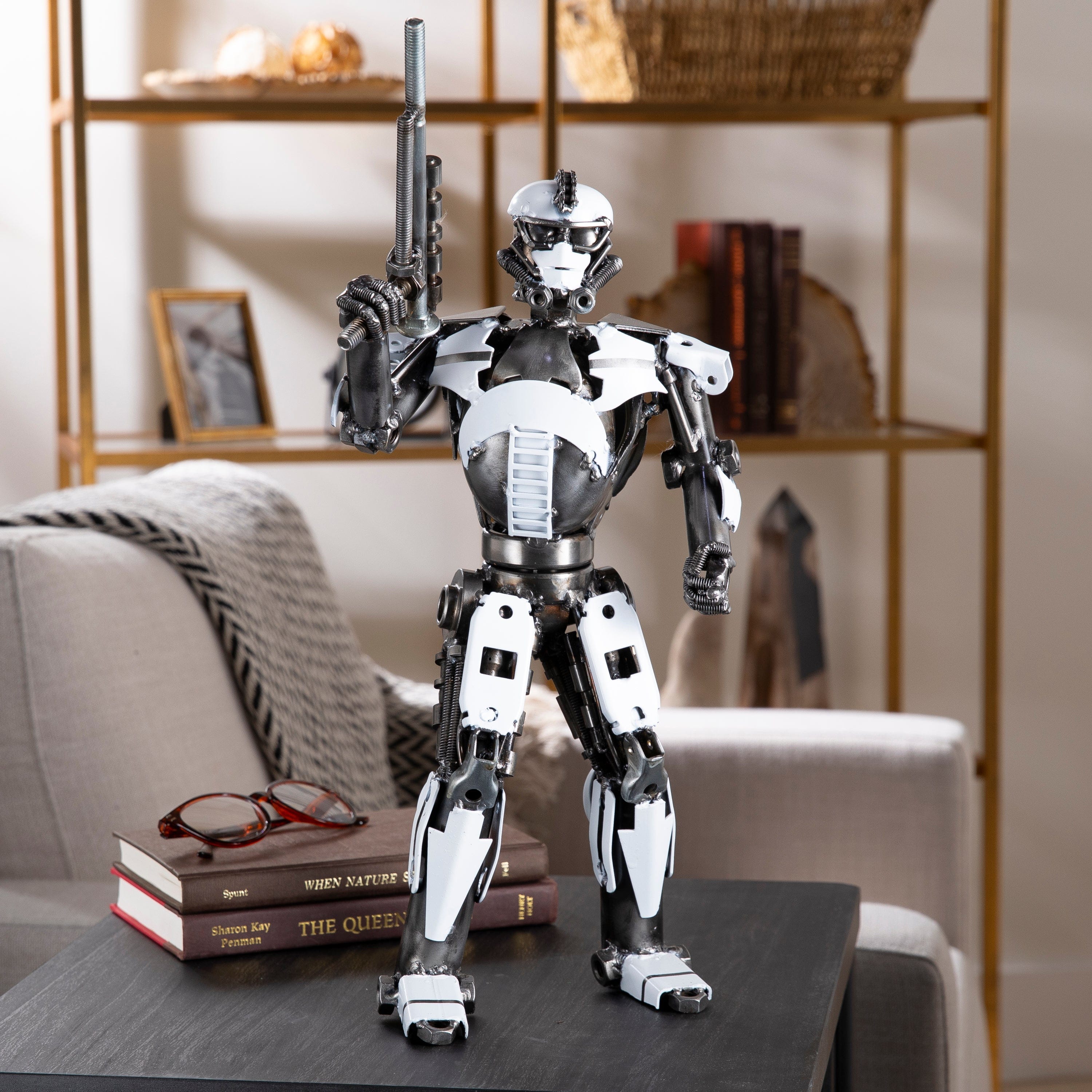 16-Inch Storm Trooper Inspired Recycled Metal Wall Art Sculpture - Star Wars Decor for Home, Office & Geek Gift Ideas