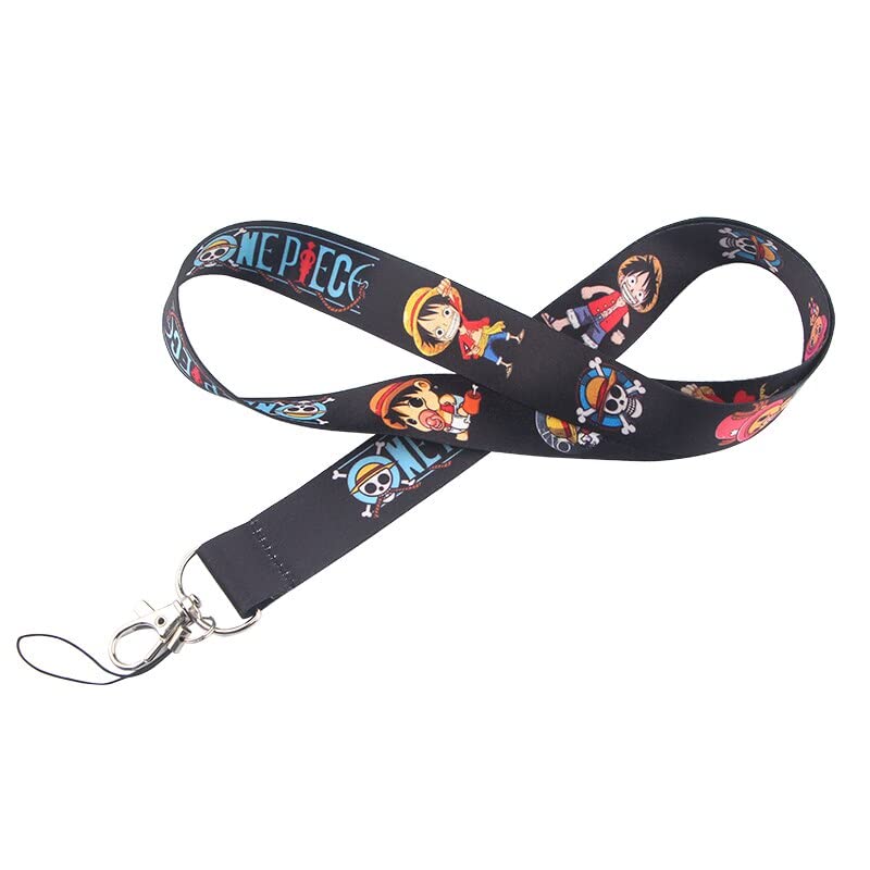 One Piece Anime Manga Series Black Lanyard Keychain ID Badge Holder - Official Anime Merchandise for Fans, Cosplay & Convention Accessories