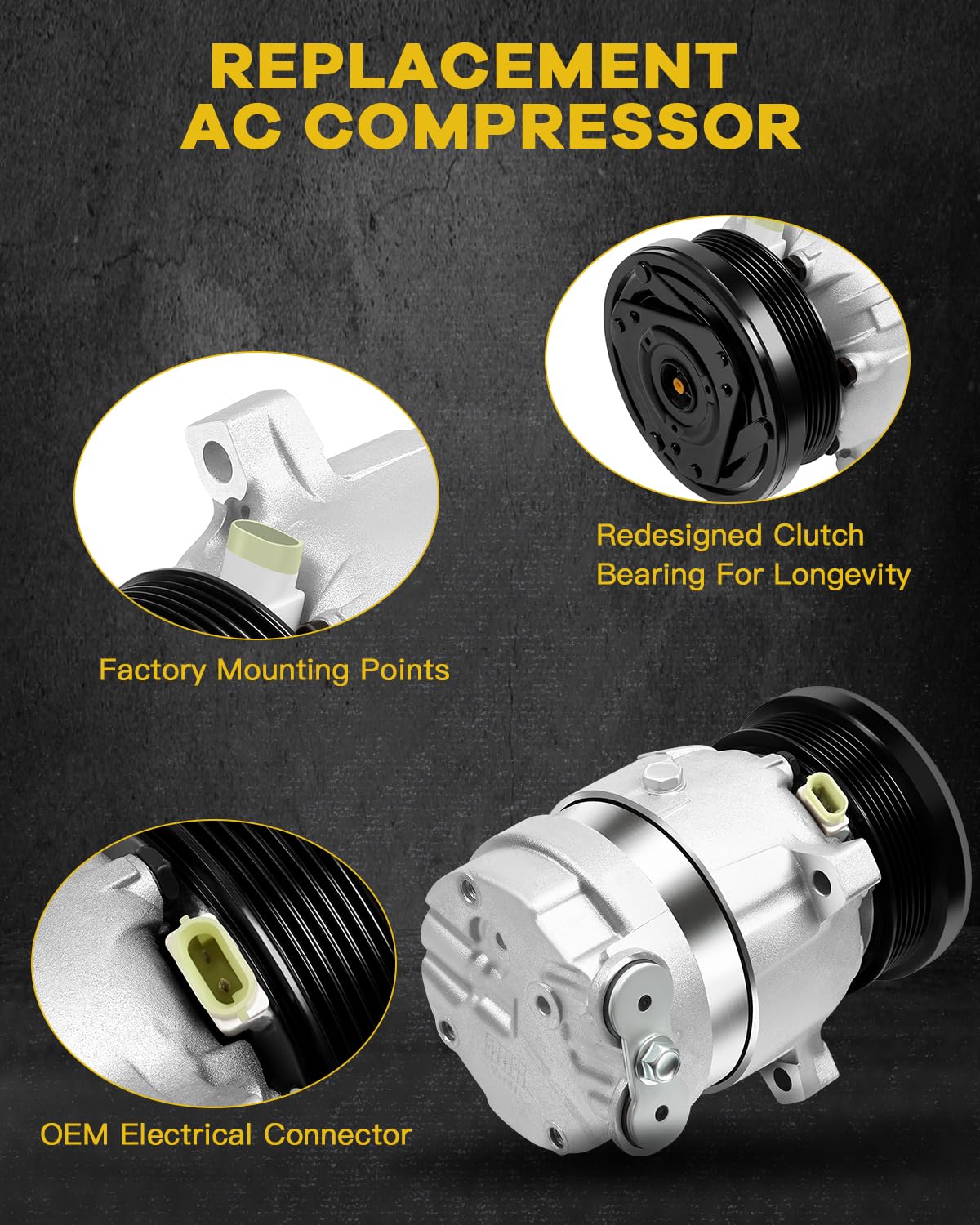 INEEDUP AC Compressor and A/C Clutch Kit Compatible with 2004-2008 Suzuki Forenza 2.0L - High Performance Fast Cooling System - Perfect for Summer Road Trips and Hot Weather Driving