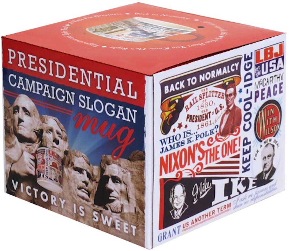 Unemployed Philosophers Guild Presidential Slogan Coffee Mug - 14 oz Ceramic Travel Mug with Historic Campaign Slogans from 'Tippecanoe and Tyler Too' to 'Yes We Can' - Fun Gift Box Included - Perfect for Office Use, Political Enthusiasts & History Lovers