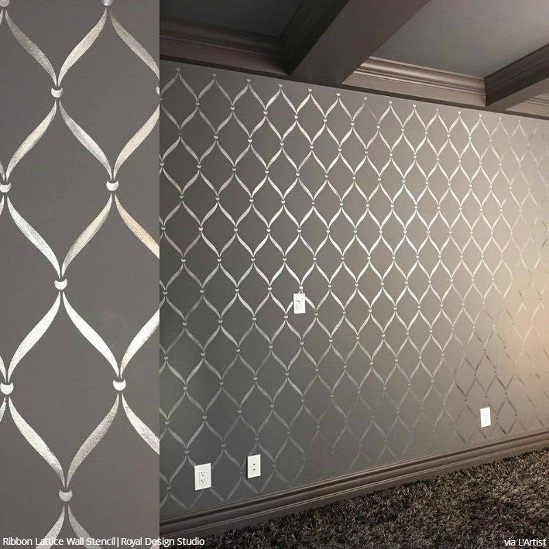 Ribbon Lattice Wall Stencil - Reusable DIY Painting Template for Home Decor, Crafts & Furniture - Perfect for Bedroom, Nursery, Living Room Accent Walls