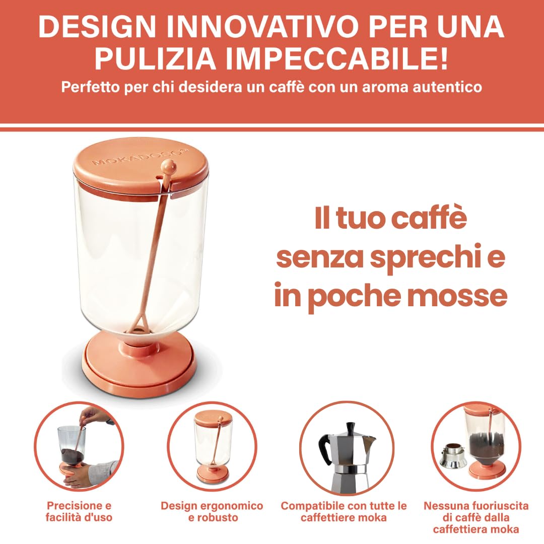 MOKADOSO Coffee Dosing Spoon for Moka Pot – Precise Measuring Scoop for 1/2 to 12 Cup Stovetop Espresso Makers, Perfect for Ground Coffee (Antique Rose) – Ideal for Home Baristas & Italian Coffee Lovers
