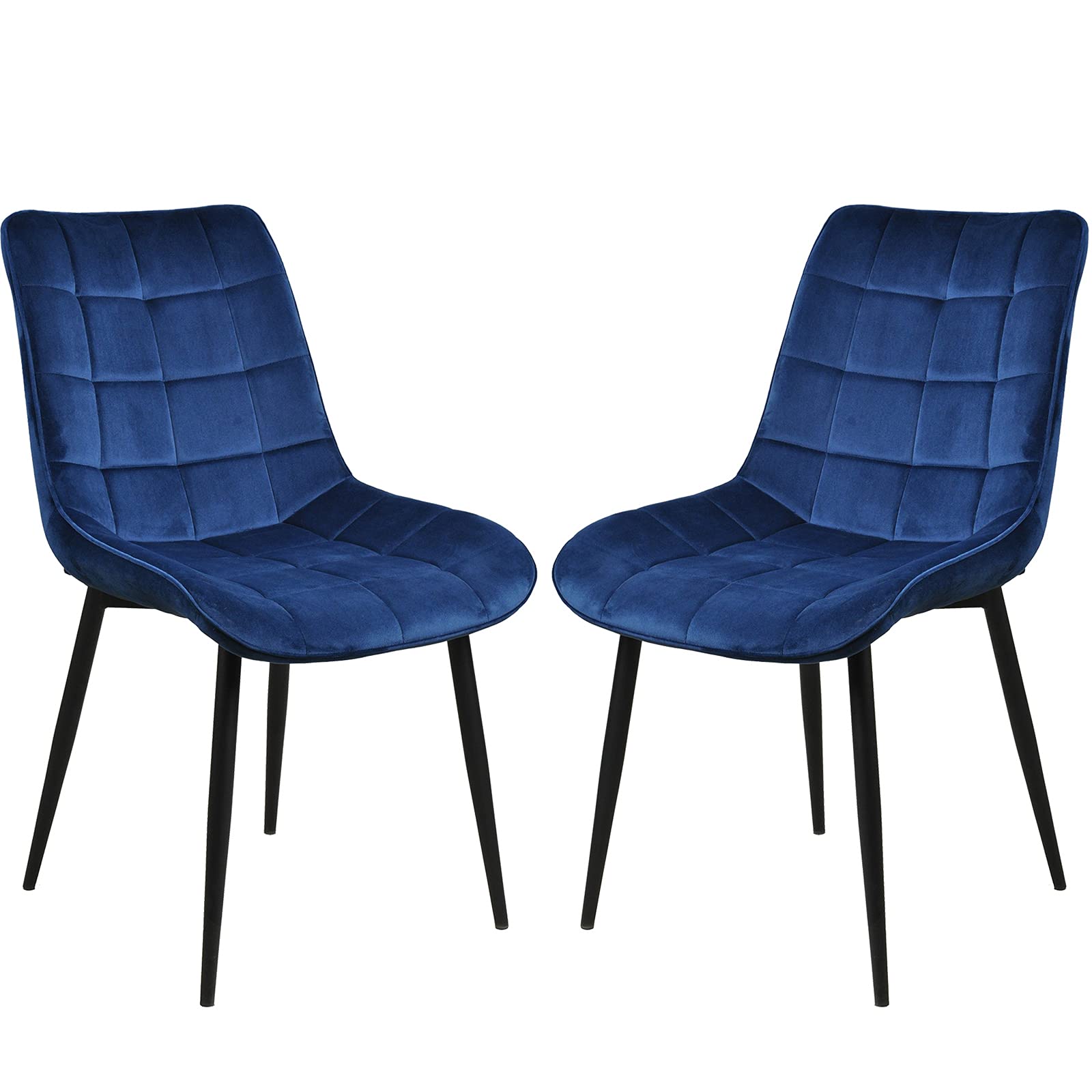 **Asunflower Navy Blue Velvet Dining Chairs Set of 2 - Modern Upholstered Side Chairs with Metal Legs for Kitchen, Dining Room, Office & Leisure Spaces**