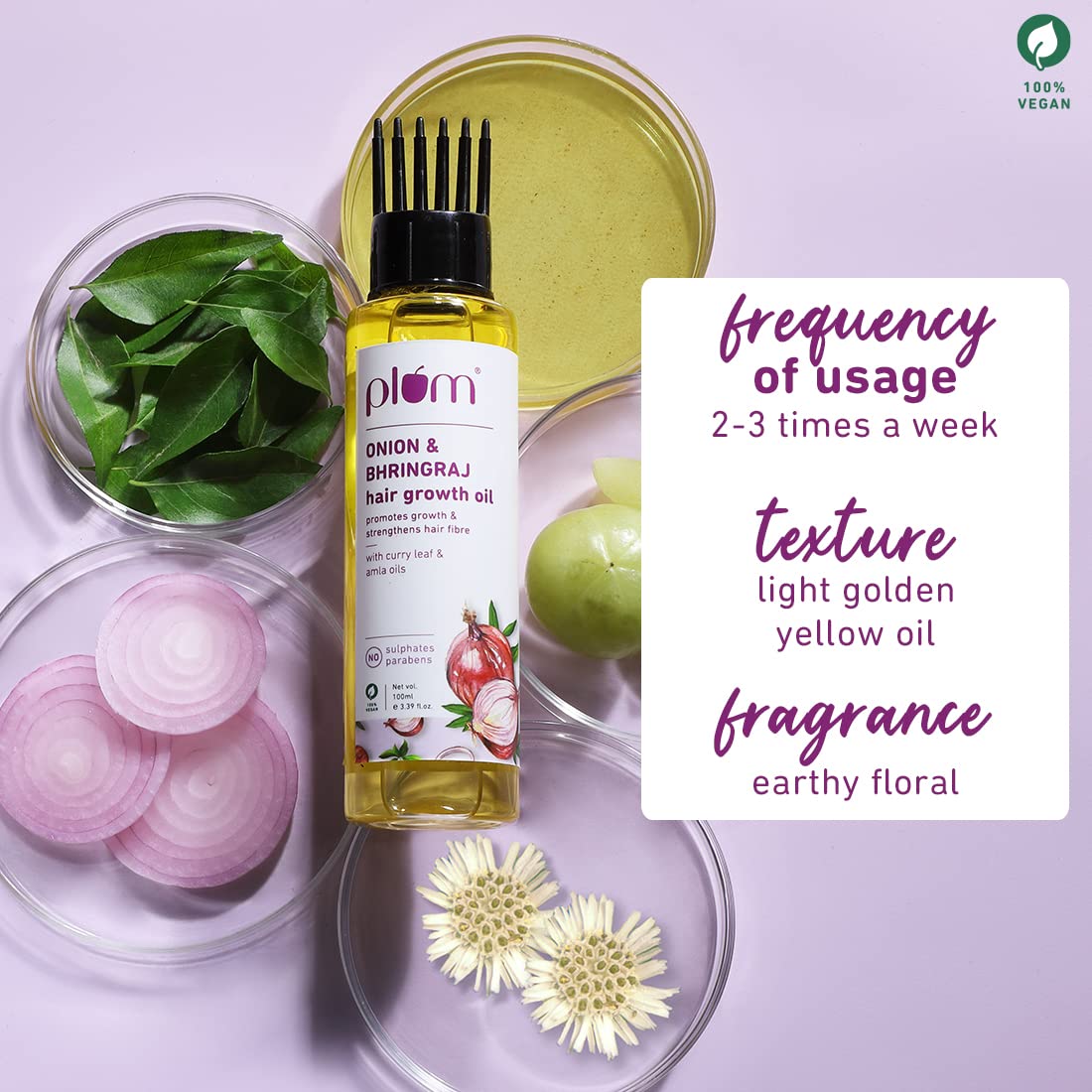 Bhringraj & Amla Hair Growth Oil with Curry Leaves - Natural Treatment for Hair Fall & Regrowth | Paraben-Free, 100ml | For Men & Women | Use for Daily Scalp Massage & Damaged Hair Repair