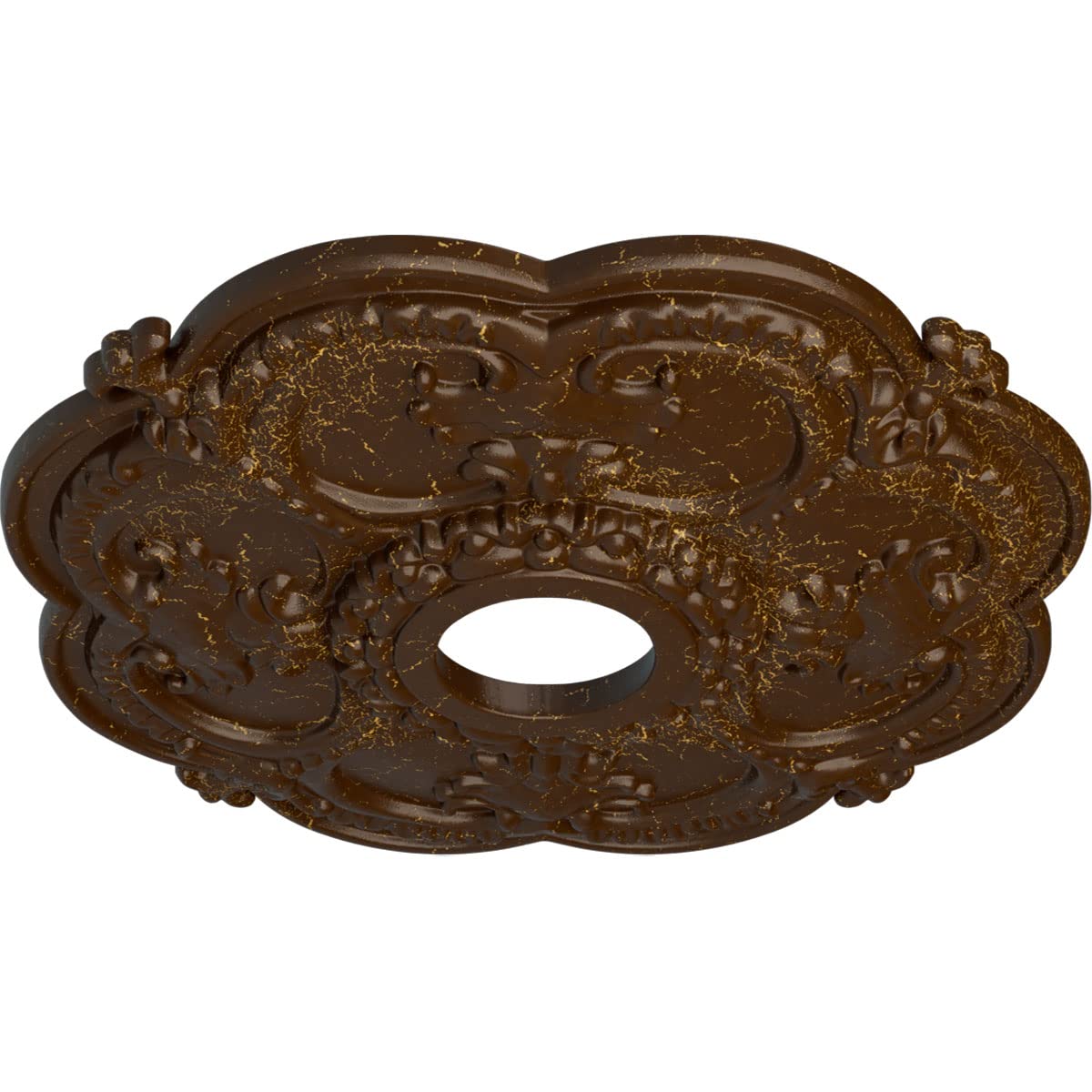 Ekena Millwork Rotherham 18 Inch Ceiling Medallion - Hand-Painted Root Beer Crackle Finish, 18
