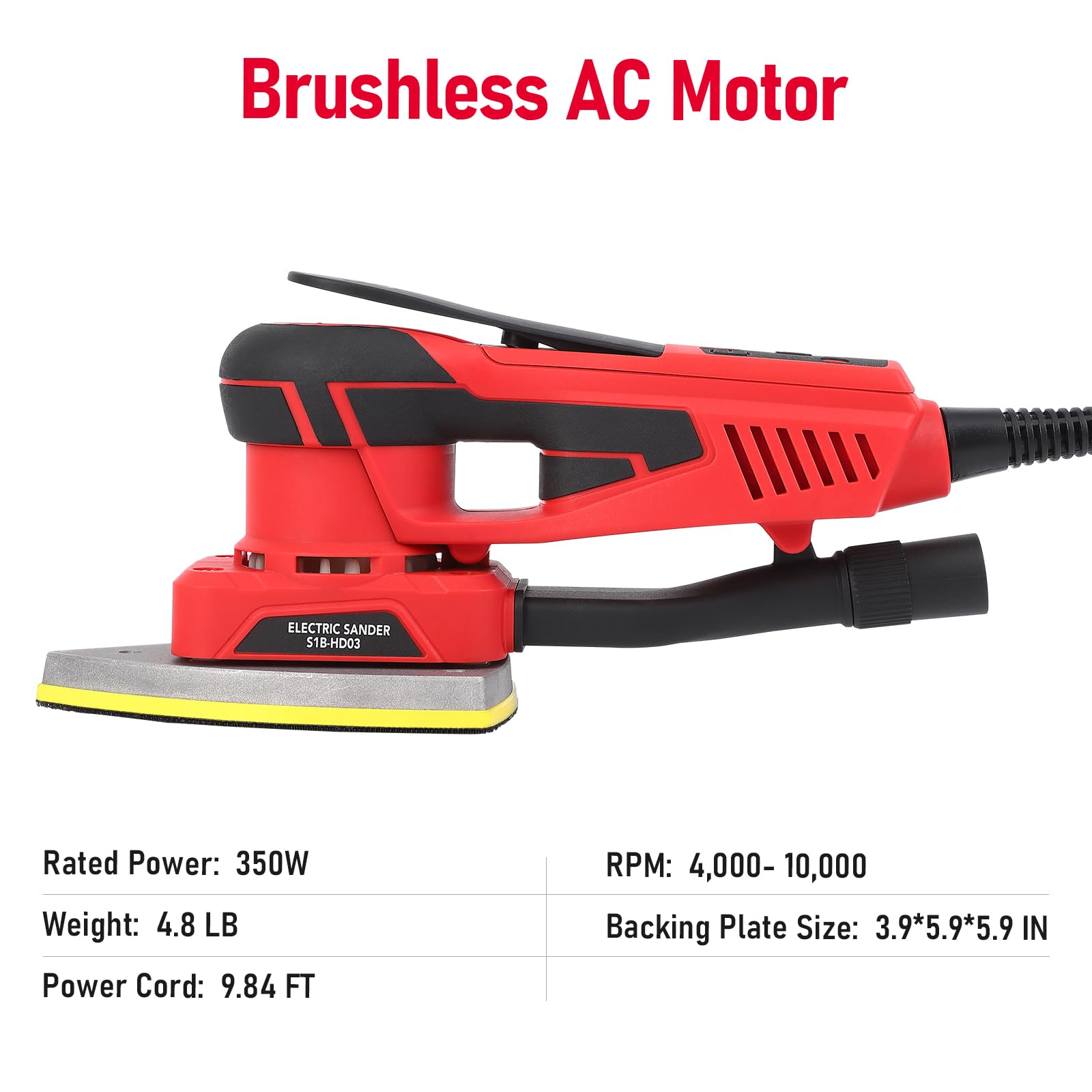 350W Brushless Electric Detail Sander Tool - 12 Sandpapers Included - Low Vibration Woodworking Sander for Sanding, Polishing & Carpentry - Perfect for DIY Projects, Furniture Repair & Home Renovation