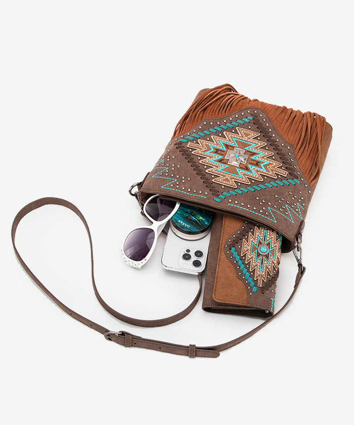 Montana West Aztec Fringe Concealed Carry Crossbody Purse for Women | Fashionable & Functional CCW Handbag | Perfect for Everyday Use, Travel & Outdoor Activities