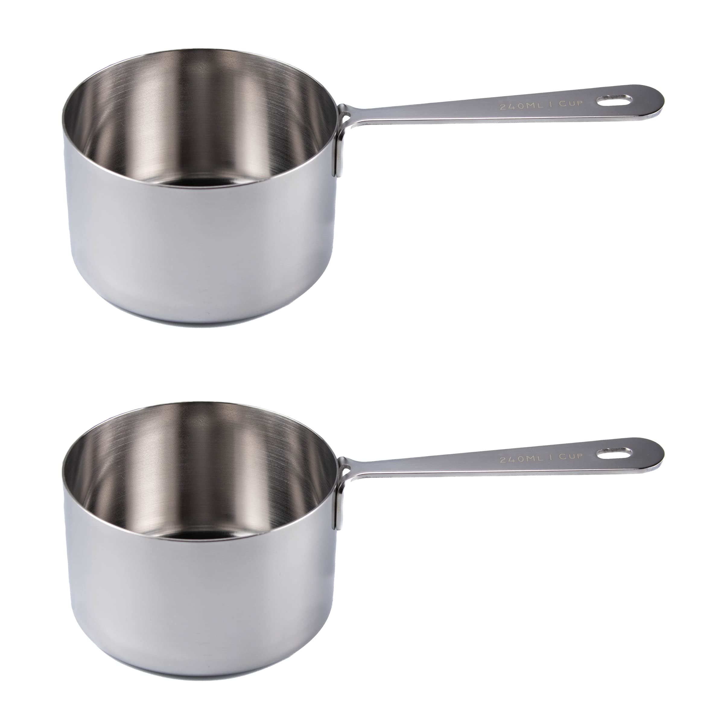 Honey Bear Kitchen 1 Cup (240ml) Stainless Steel Measuring Scoop Set of 2 - Perfect for Baking, Cooking & Meal Prep