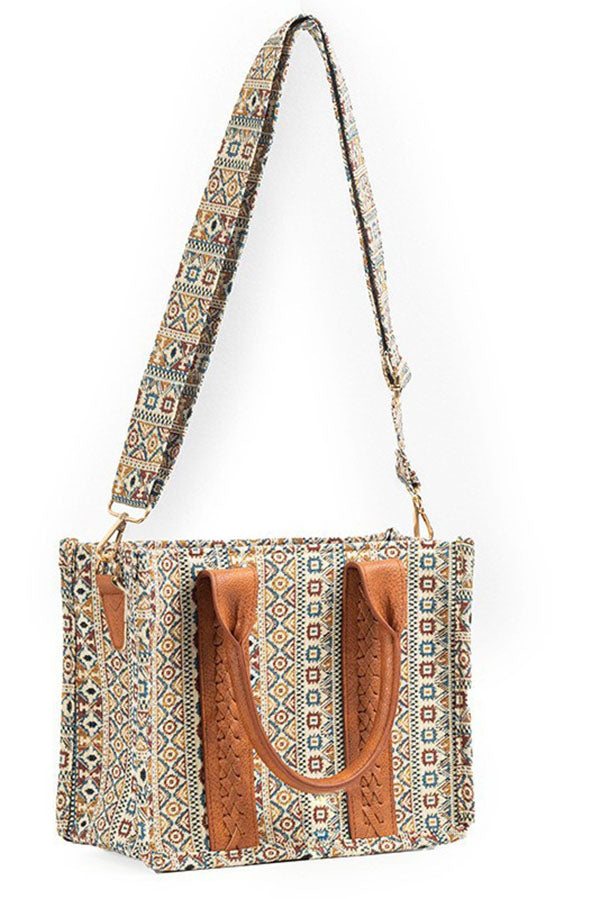 Bohemian Aztec Tote Bag for Women - Stylish Handmade Cotton Shoulder Bag - Perfect for Beach, Shopping & Travel Accessories
